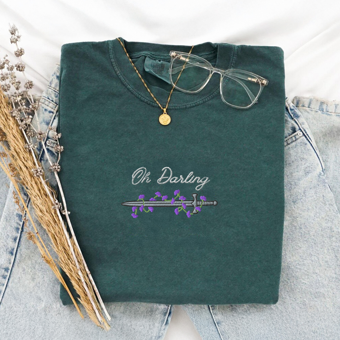 Oh Darling Powerless Comfort Colors Embroidered T-Shirt