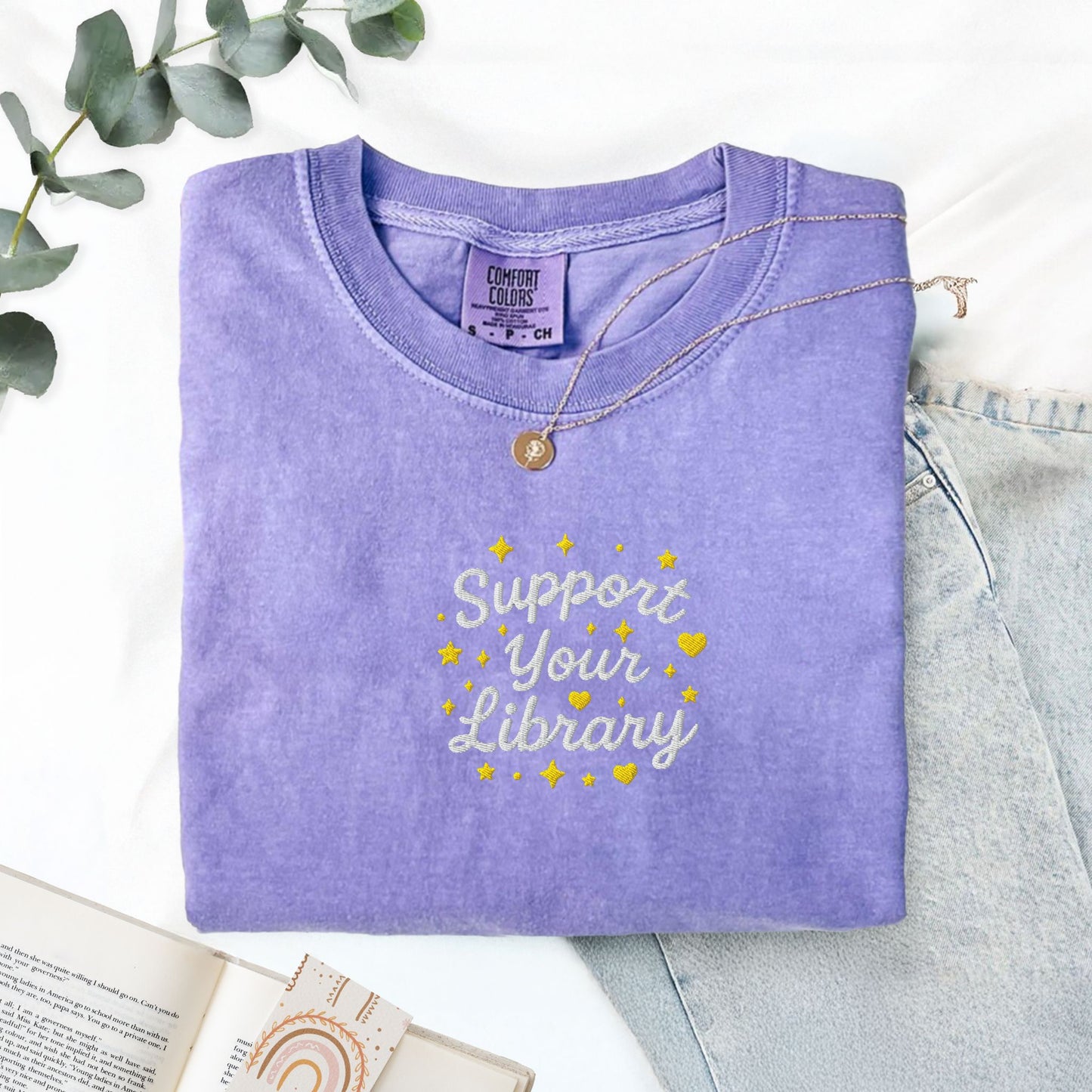 Support Your Library Embroidered T-Shirt