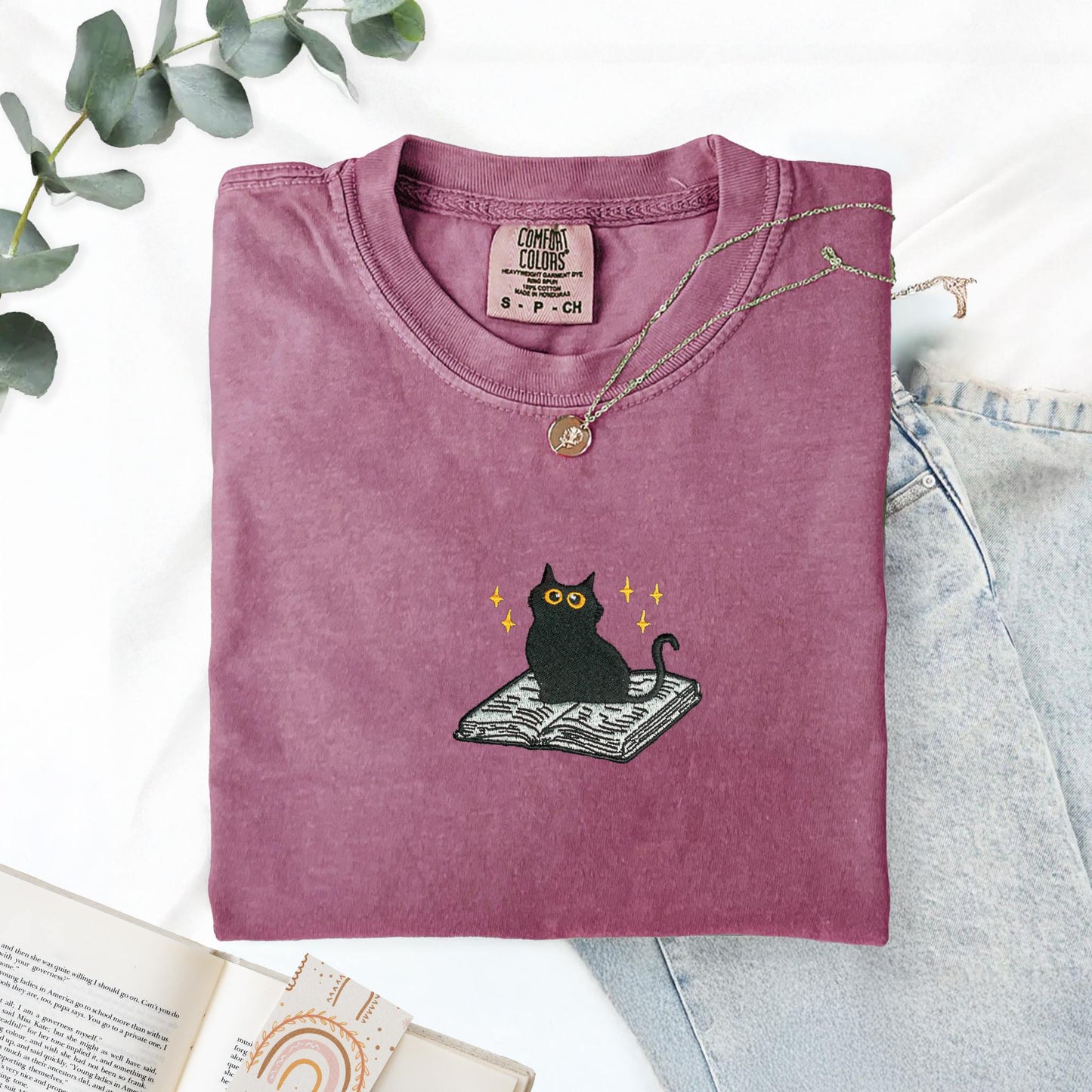 Cat and Book T-Shirt