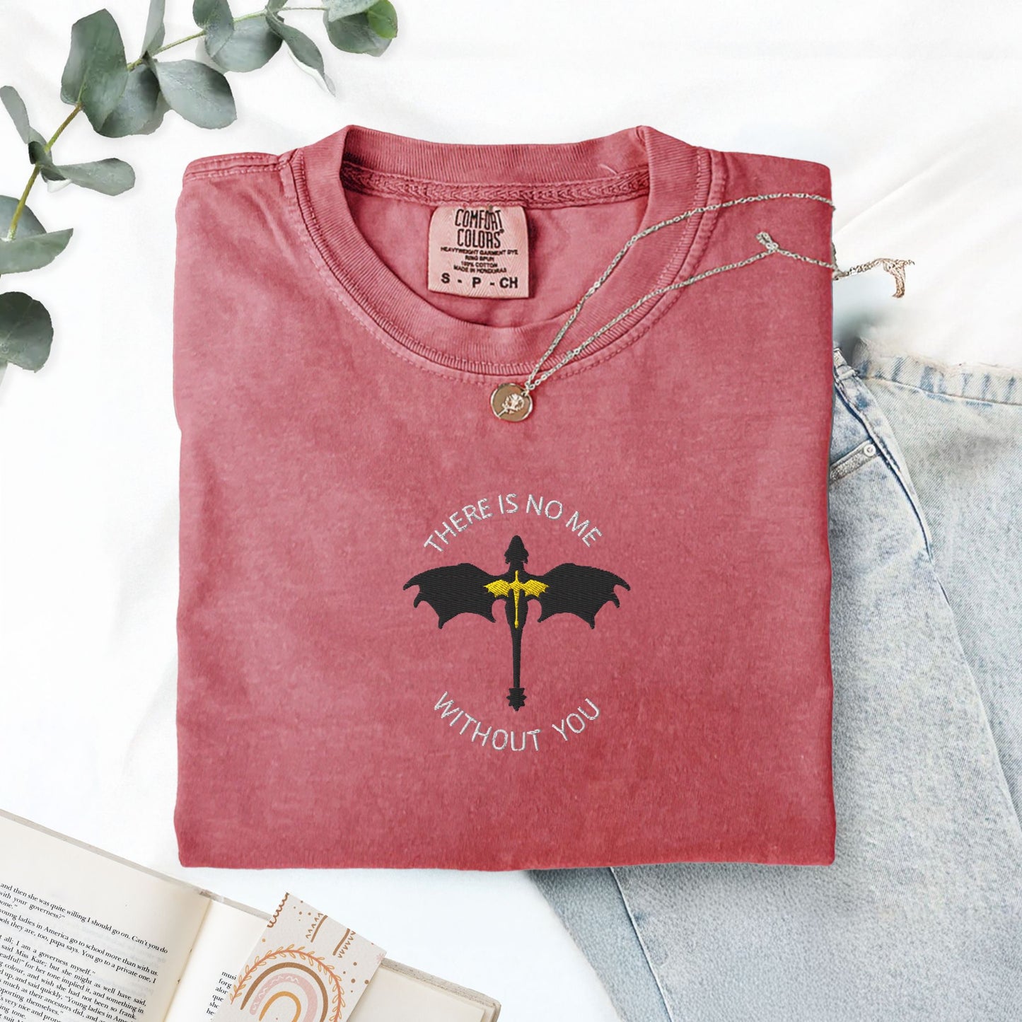 There Is No Me Without You Embroidered Dragons Tee