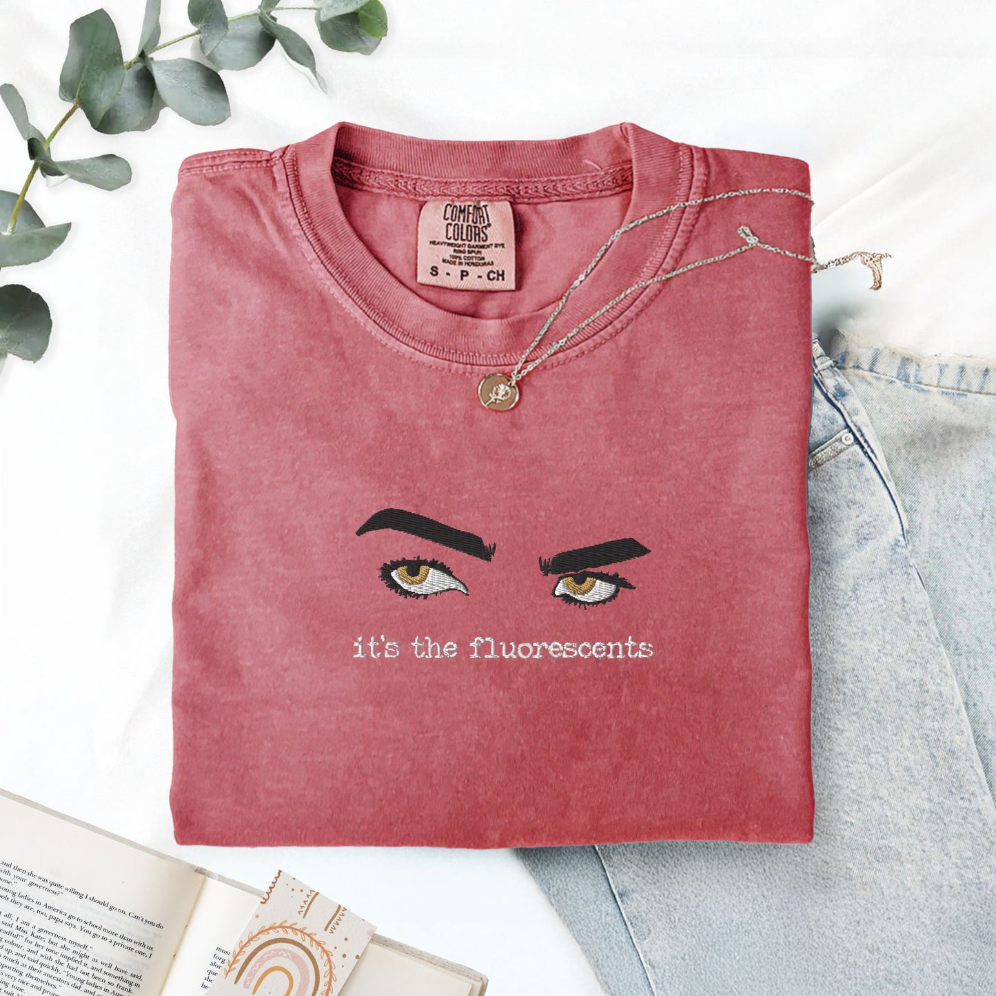 It’s the Fluorescents Twilight Embroidered T-Shirt – Edward Cullen Lore Shirt – Funny Bookish Vampire Tee – Comfort Colors Twilight Merch