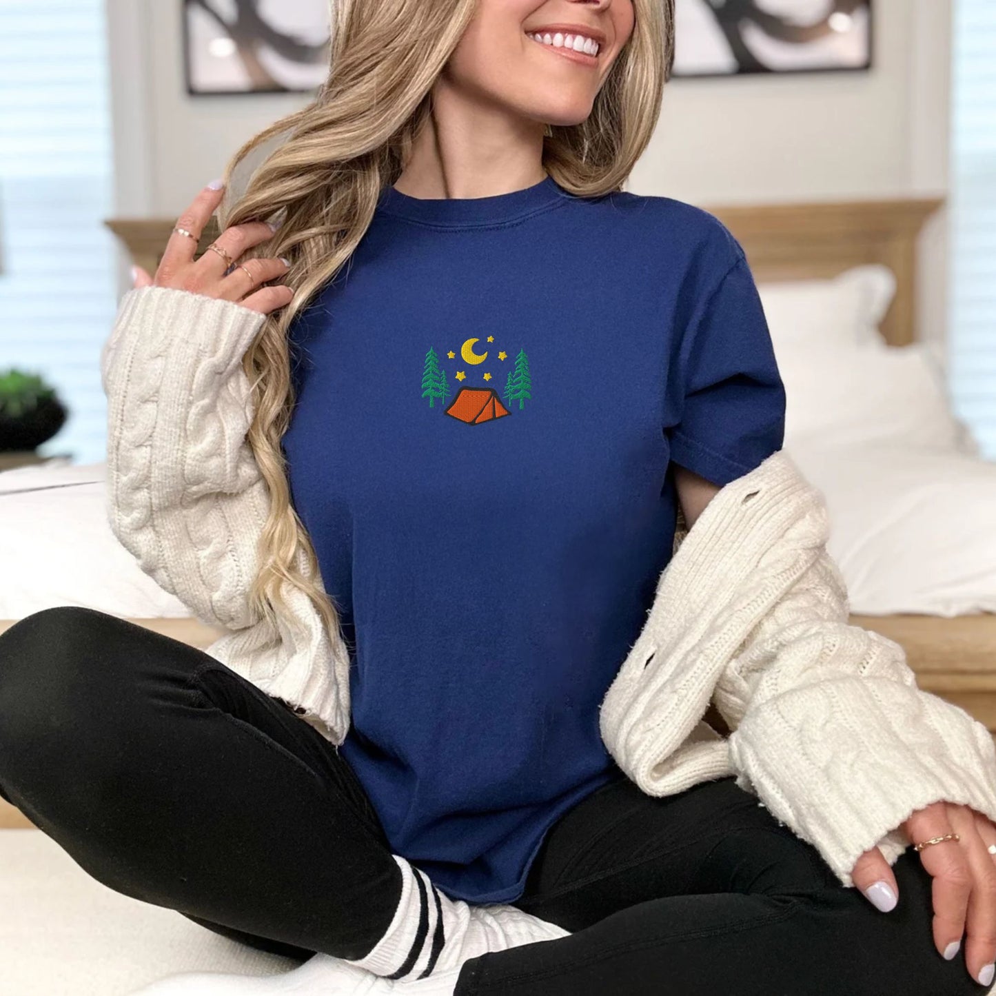 Cozy Camping Embroidered T-Shirt