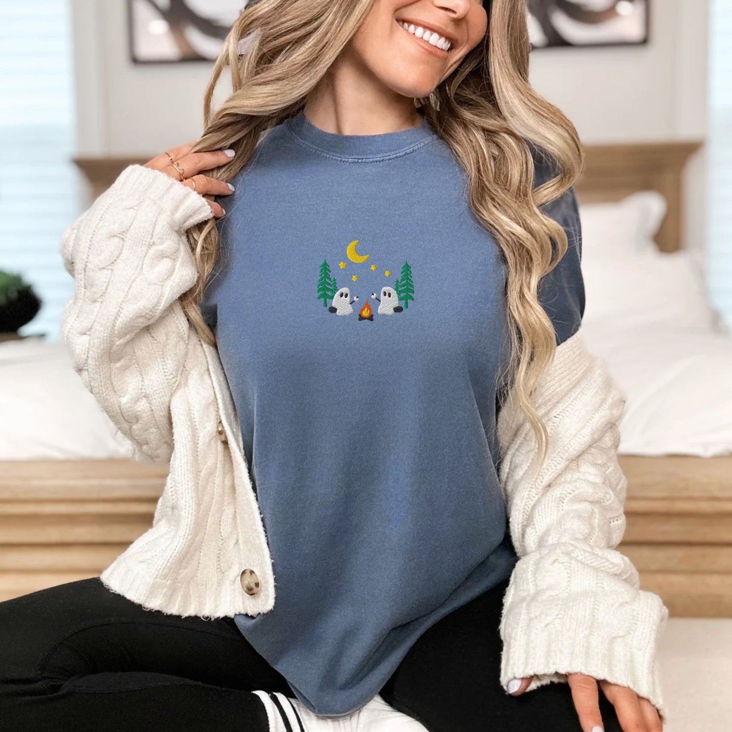 Ghosts Camping Embroidered T-Shirt