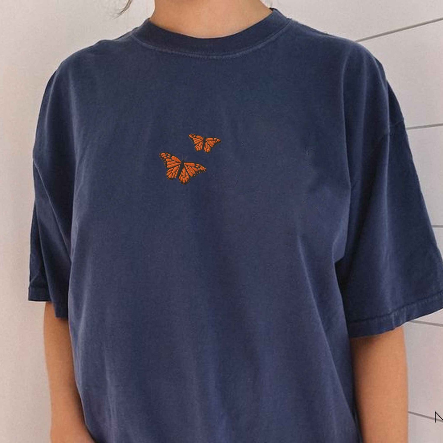 Embroidered Monarch Butterfly Shirt