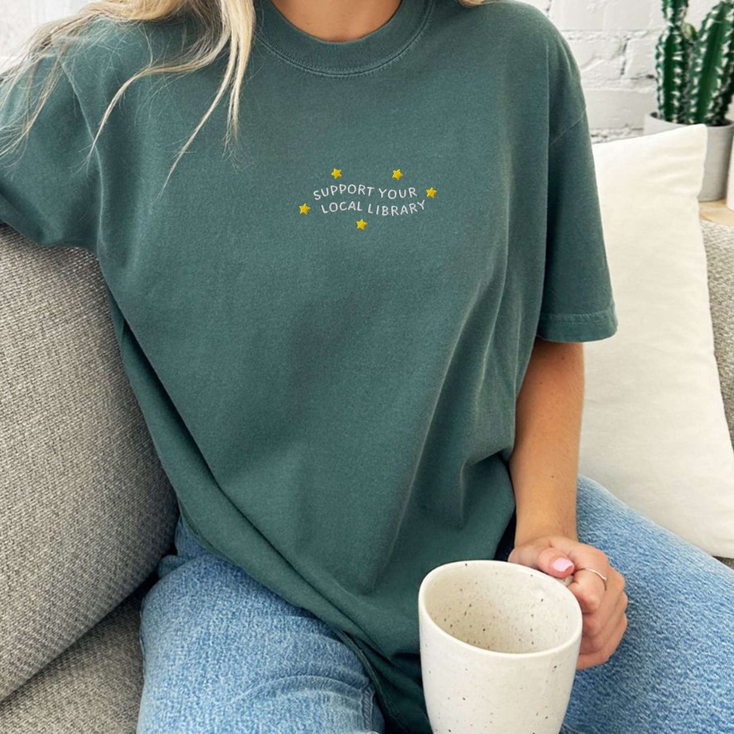 Support Your Local Library Embroidered T-Shirt