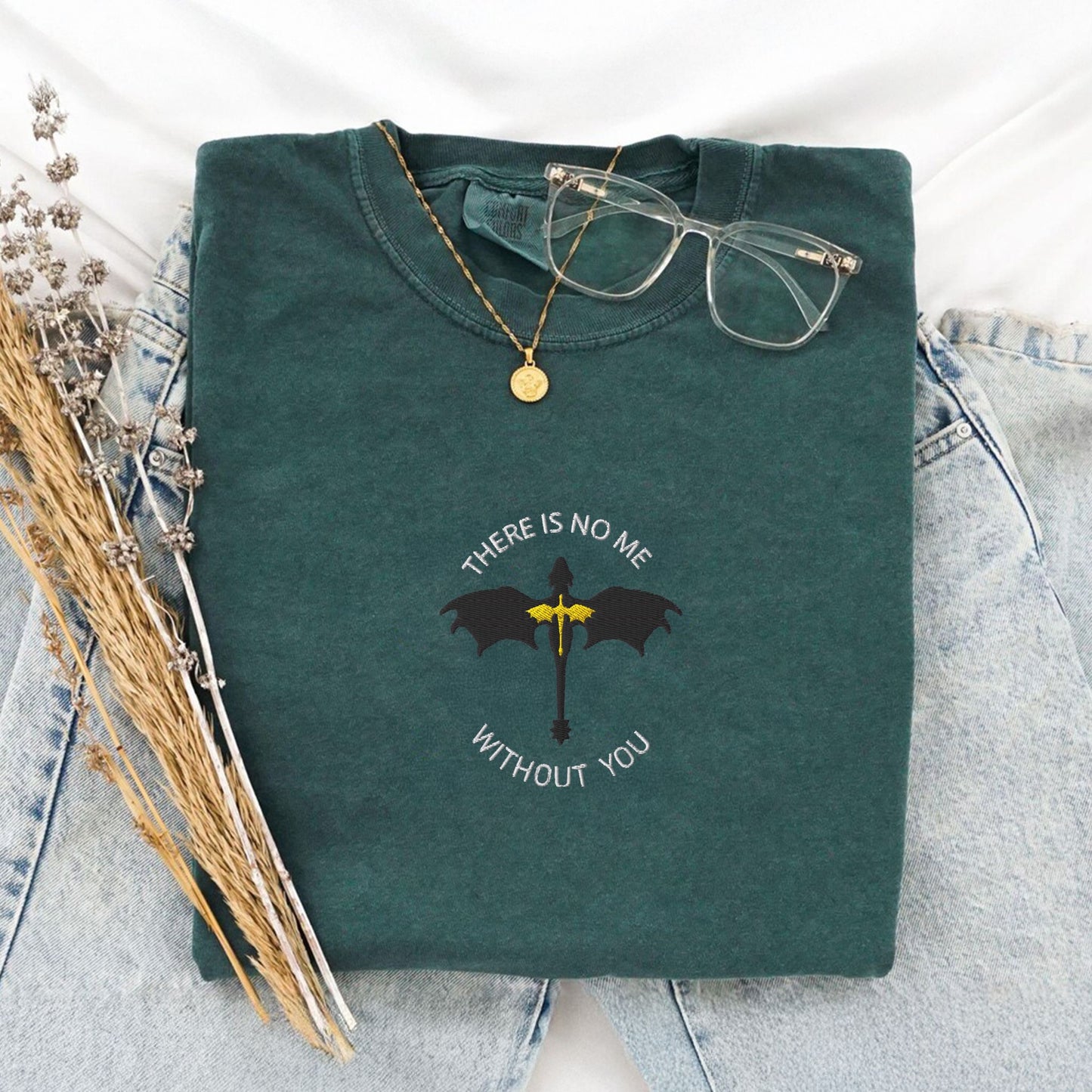 There Is No Me Without You Embroidered Dragons Tee