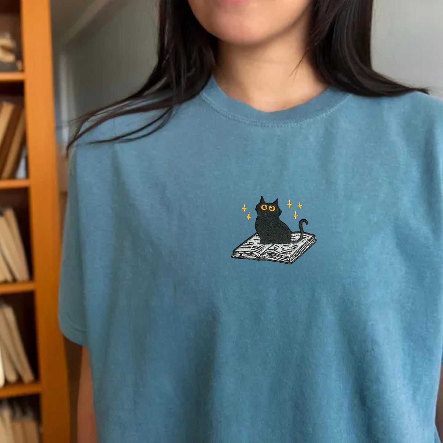 Cat and Book T-Shirt