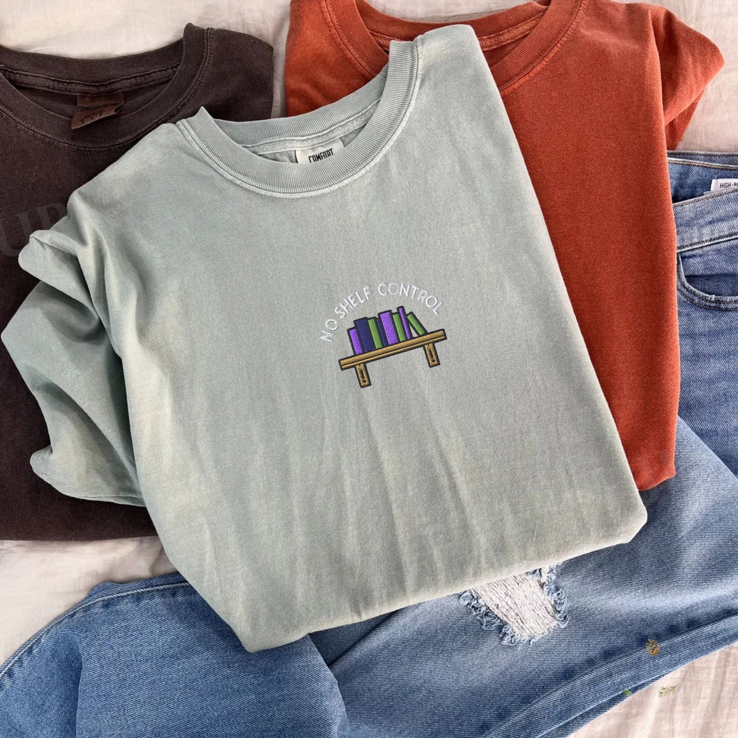No Shelf Control Embroidered T-Shirt