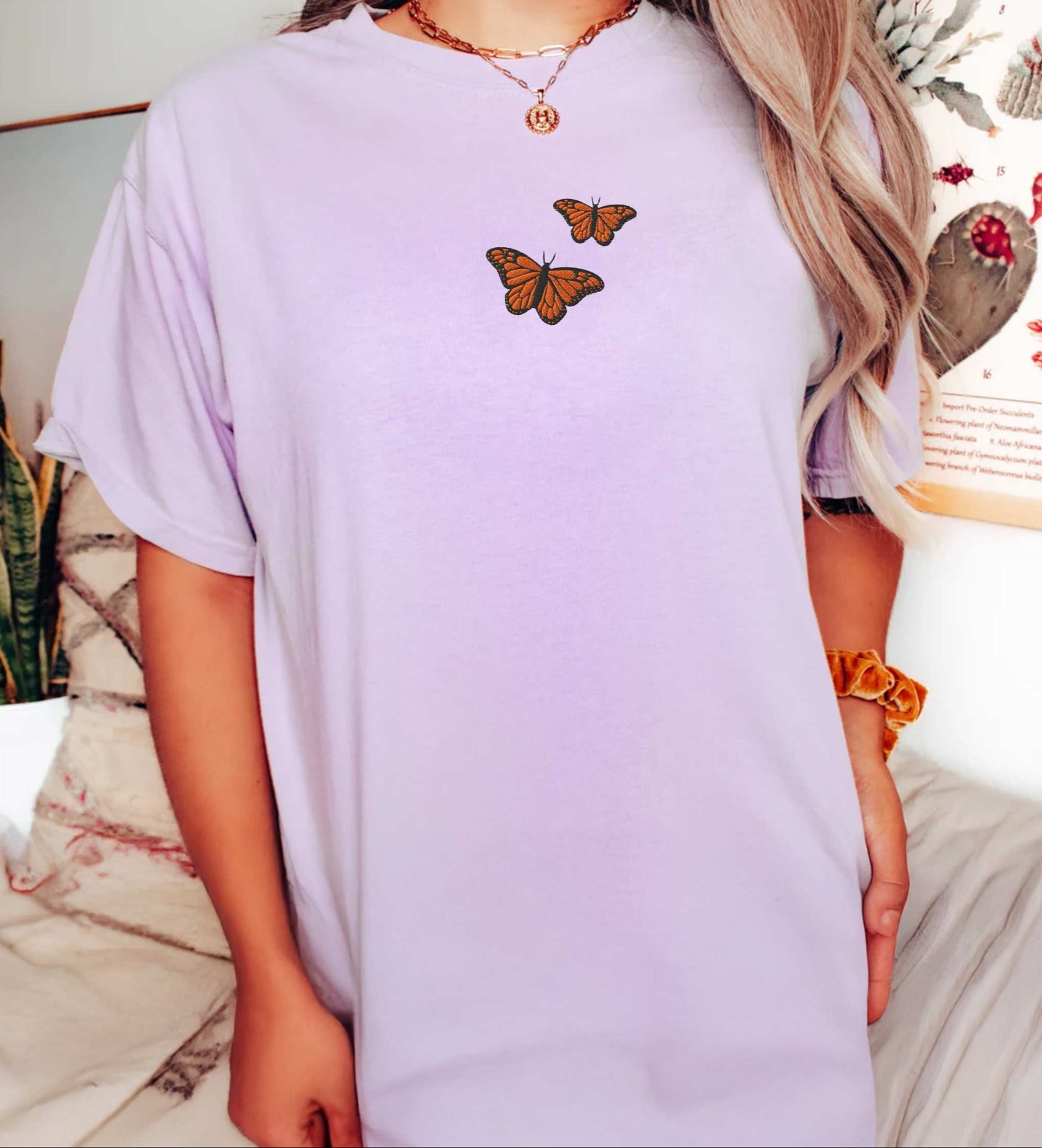Embroidered Monarch Butterfly Shirt