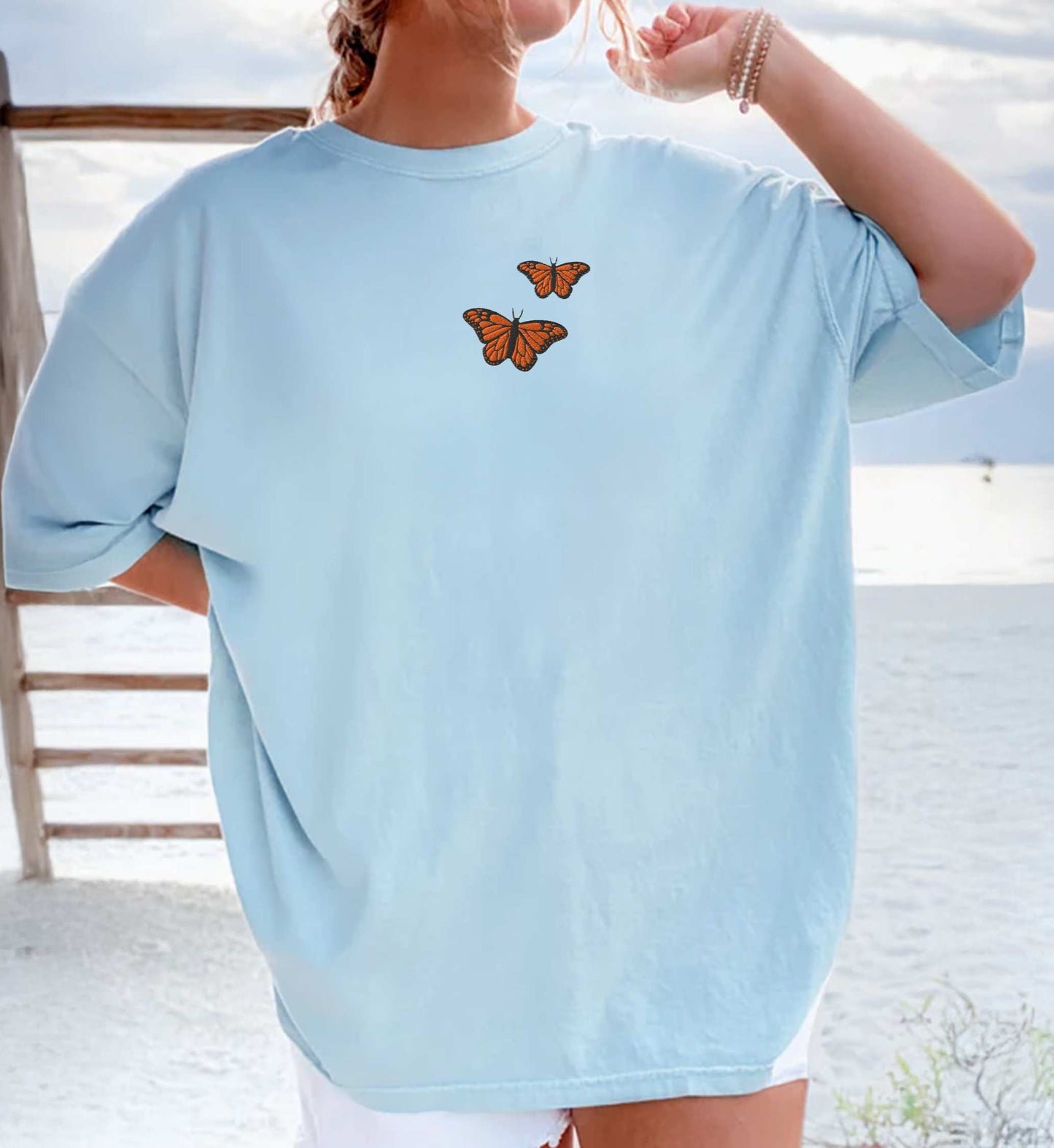 Embroidered Monarch Butterfly Shirt