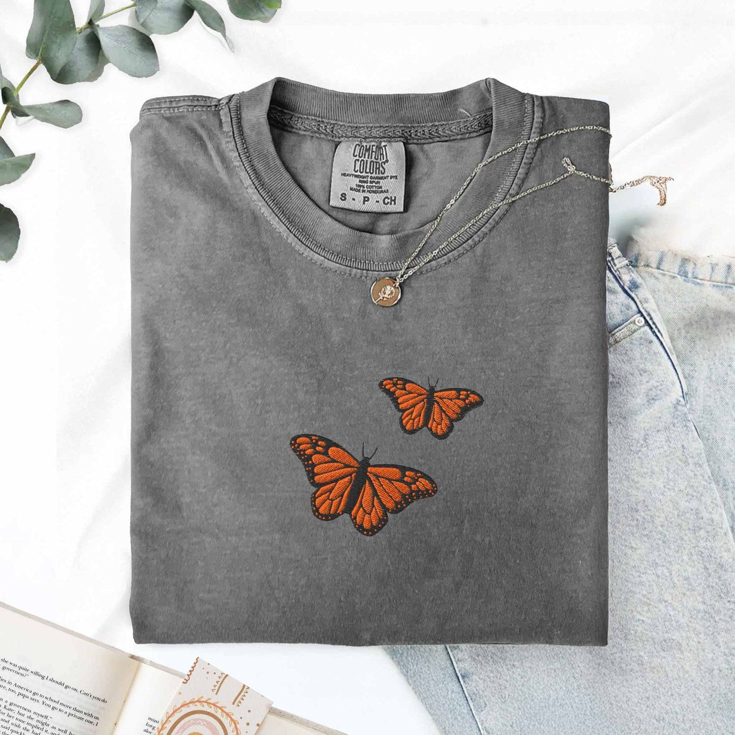 Embroidered Monarch Butterfly Shirt