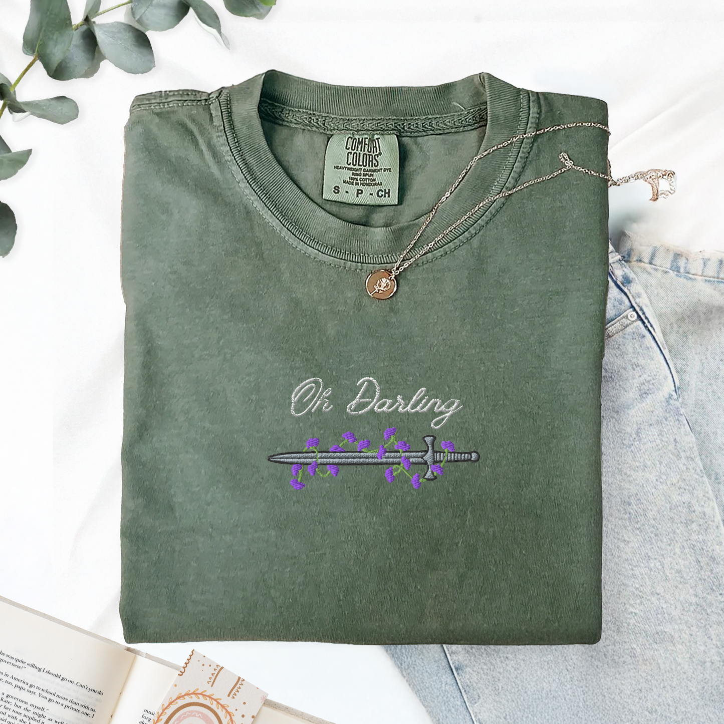 Oh Darling Powerless Comfort Colors Embroidered T-Shirt
