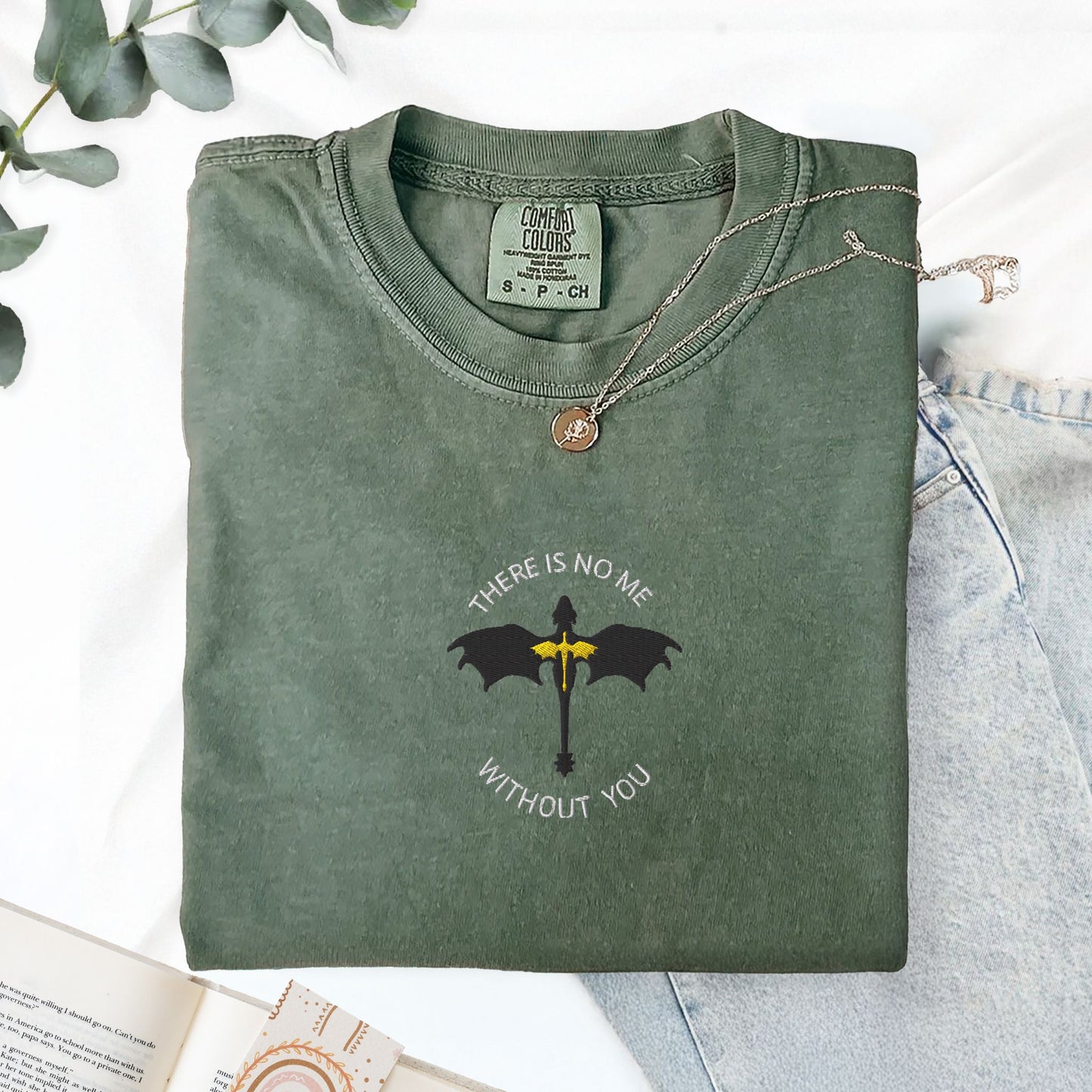 There Is No Me Without You Embroidered Dragons Tee