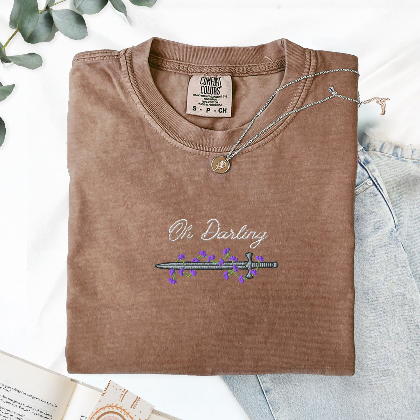 Oh Darling Powerless Comfort Colors Embroidered T-Shirt