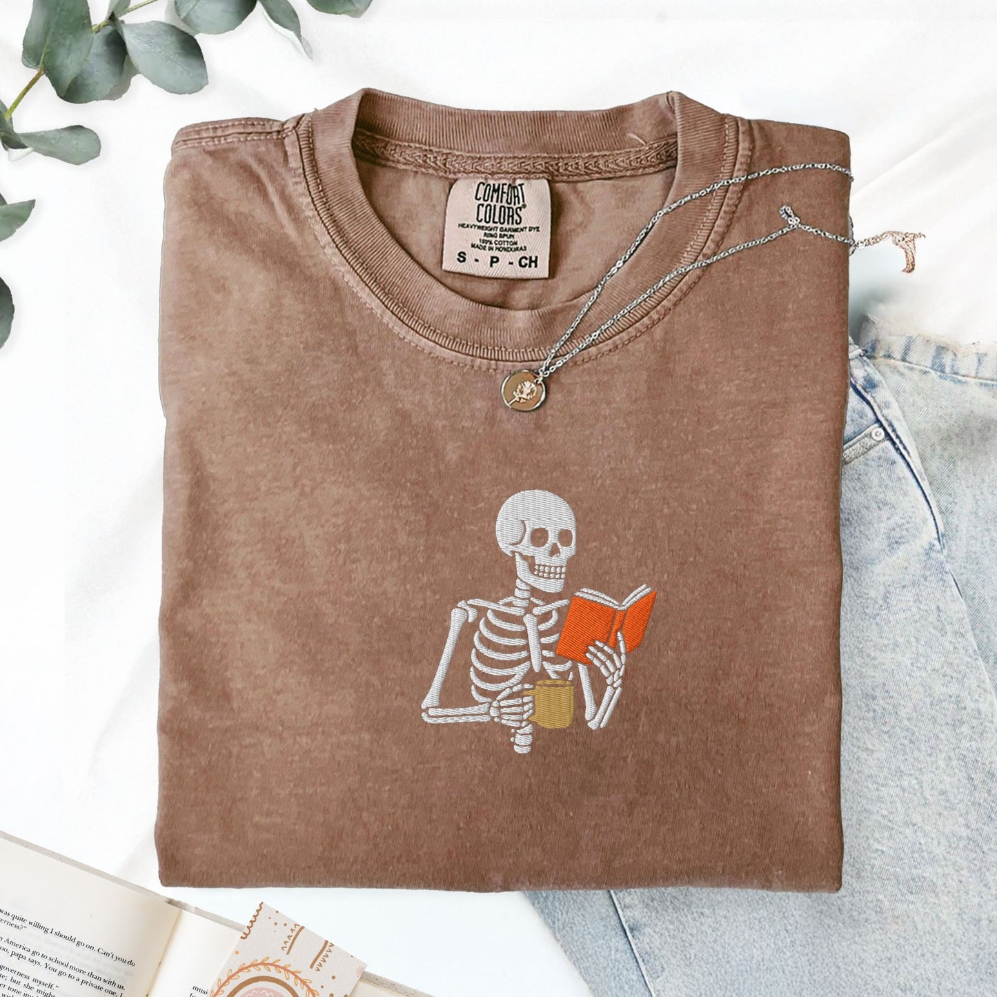 Skeleton Reading a Book T-Shirt