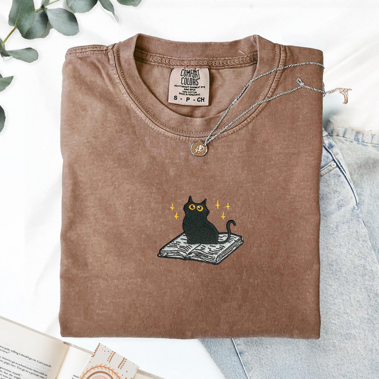Cat and Book T-Shirt