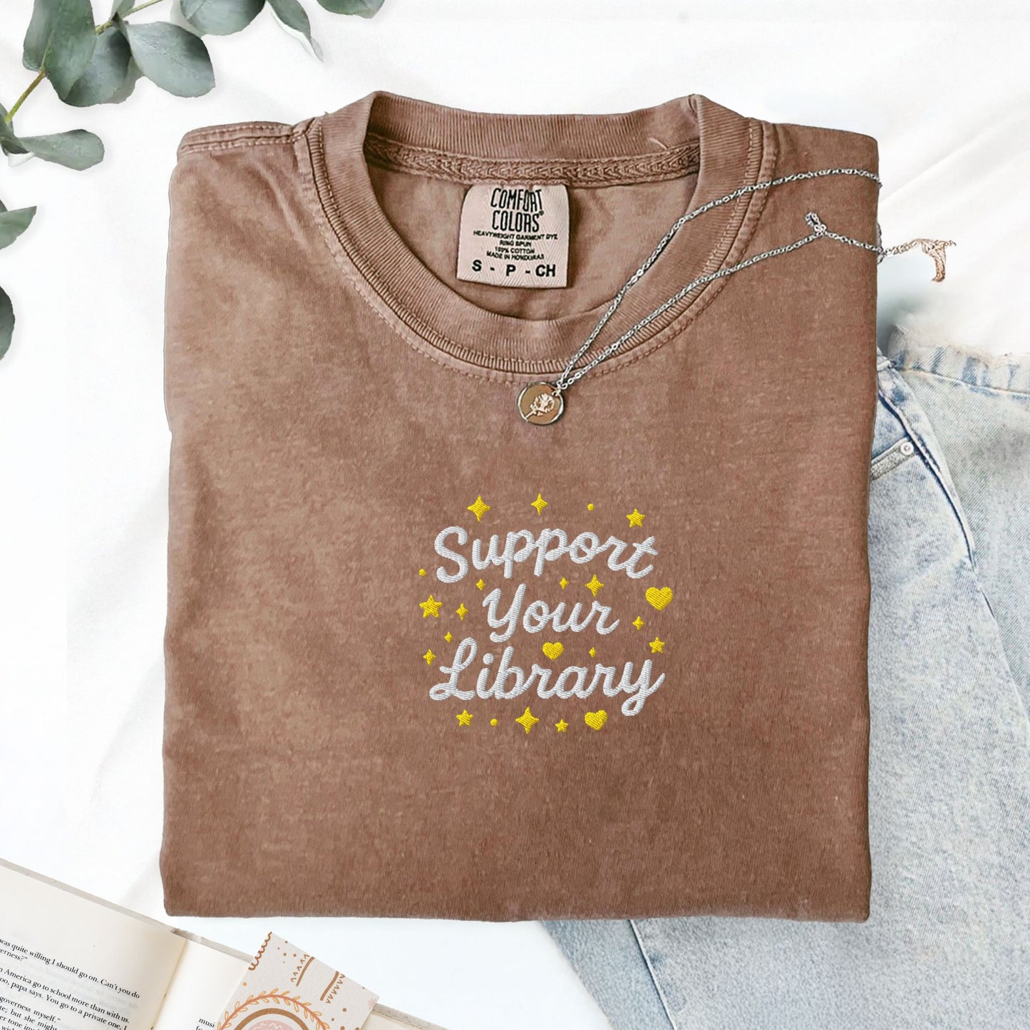 Support Your Library Embroidered T-Shirt