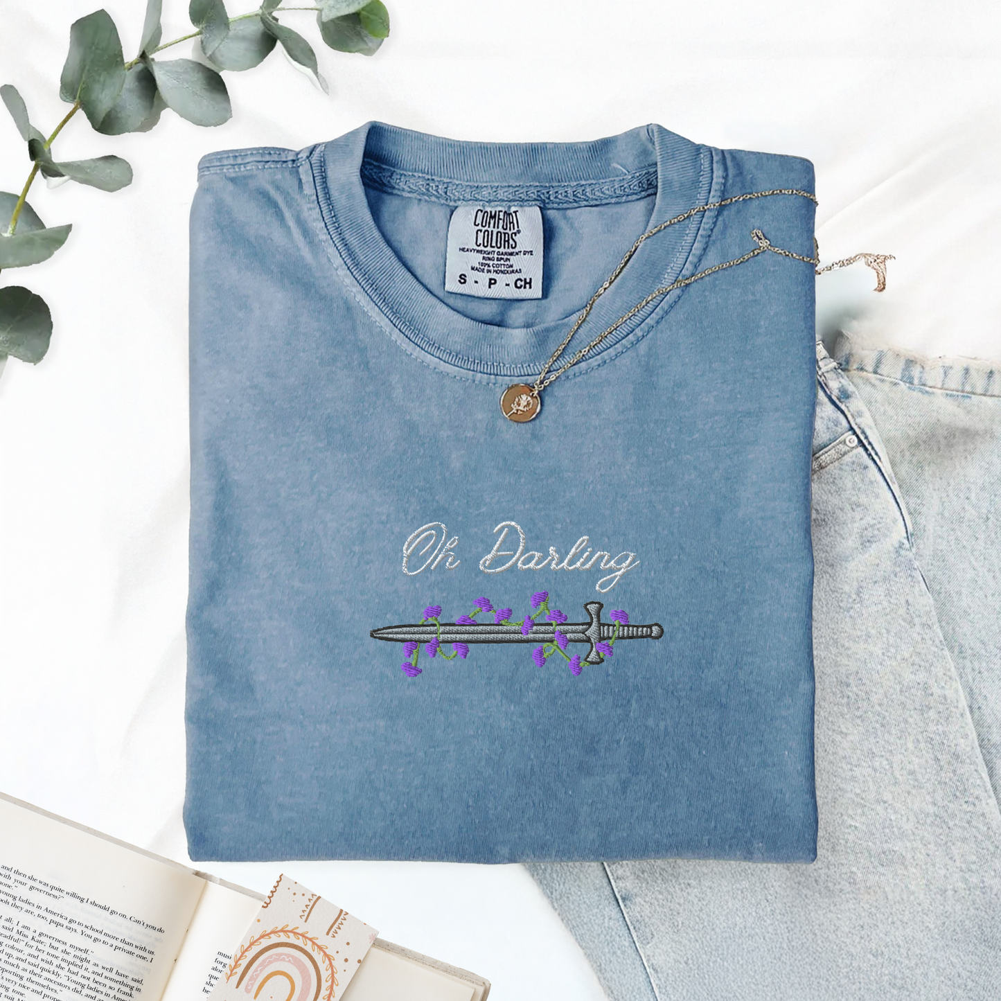 Oh Darling Powerless Comfort Colors Embroidered T-Shirt