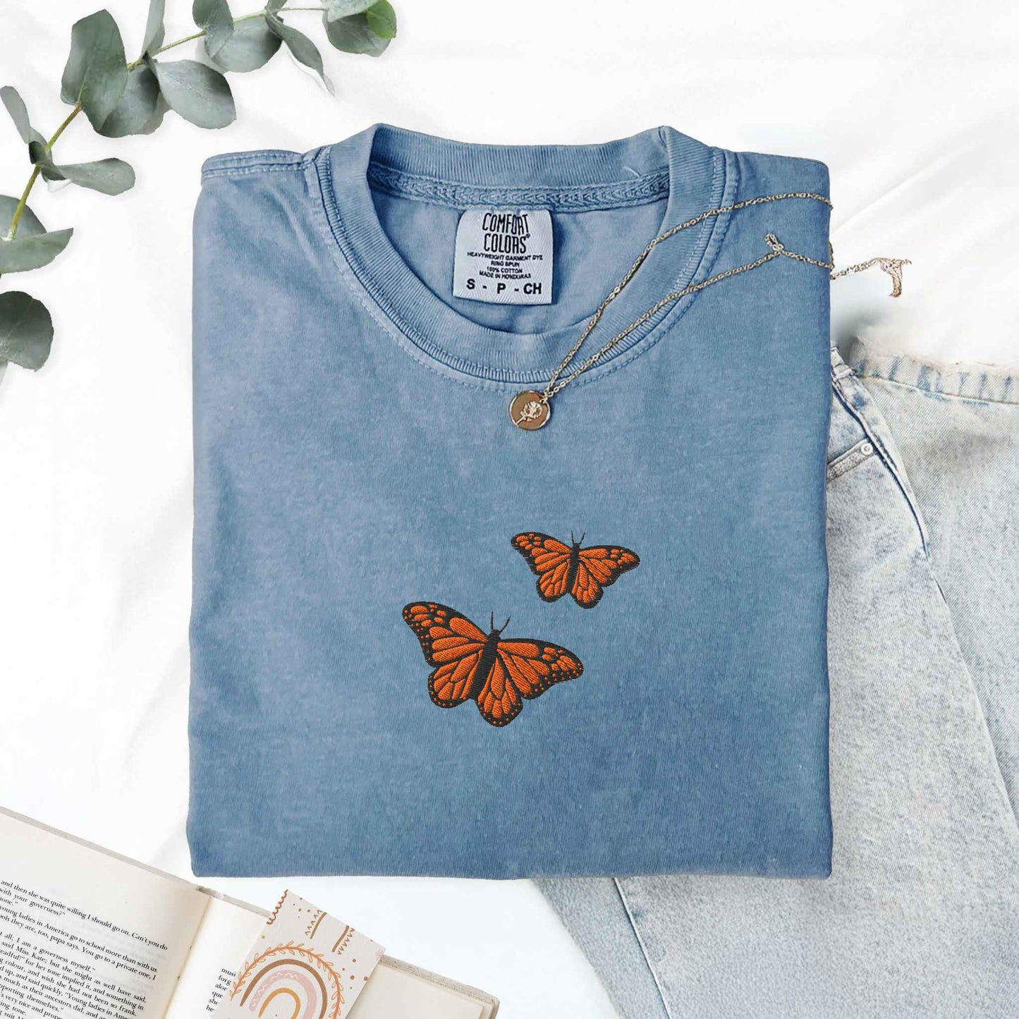 Embroidered Monarch Butterfly Shirt