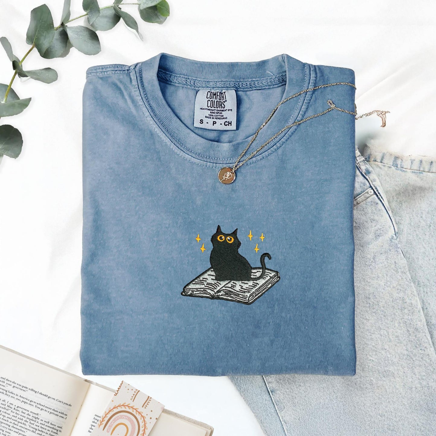Cat and Book T-Shirt