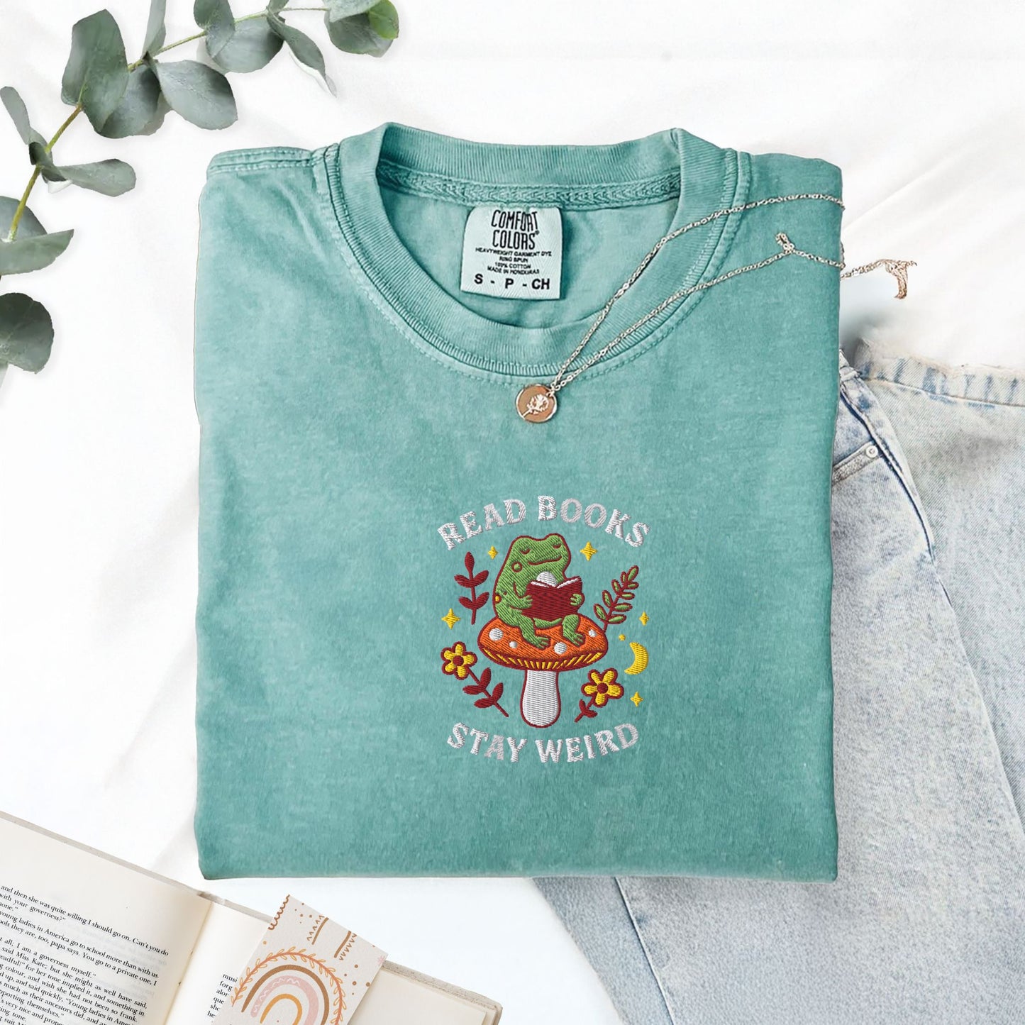 Read Books Stay Weird Mushroom Frog T-Shirt
