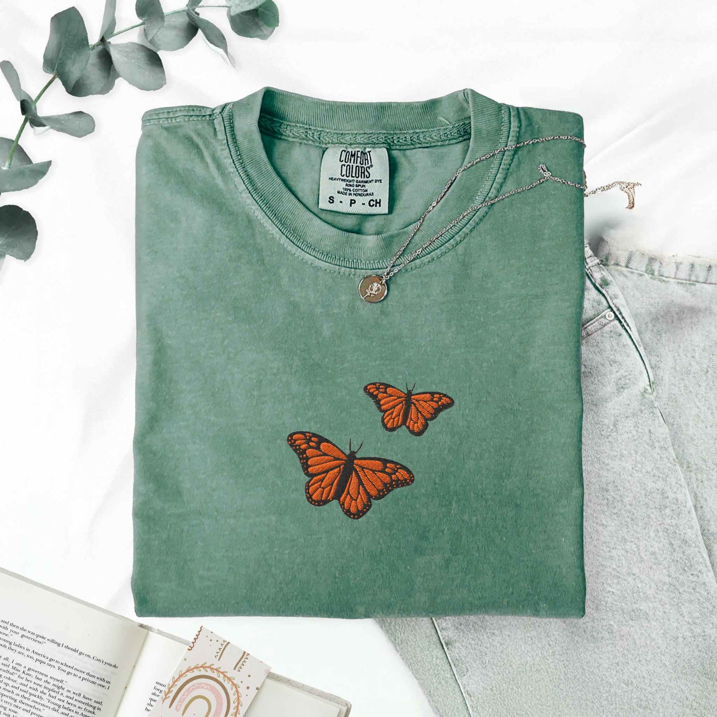 Embroidered Monarch Butterfly Shirt