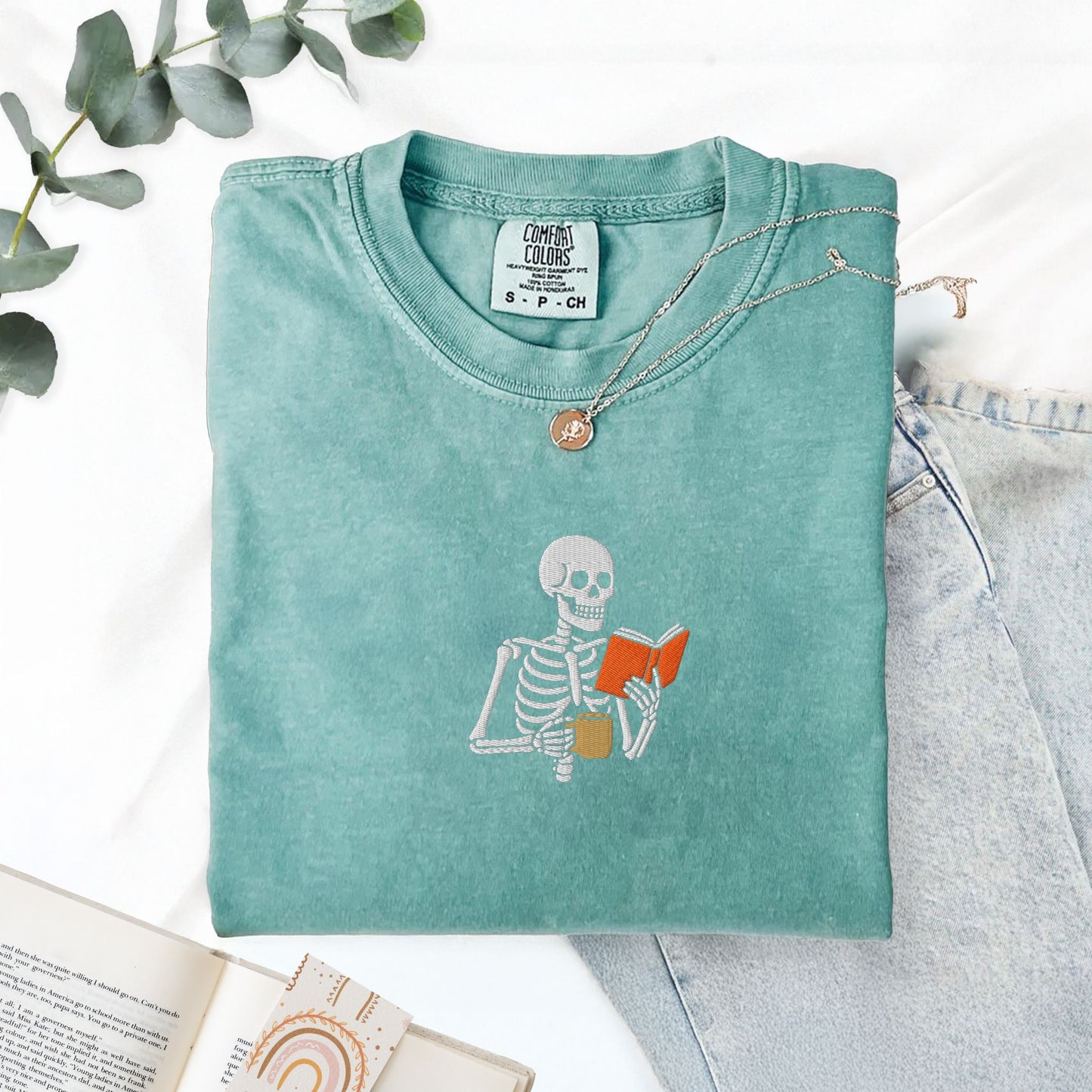 Skeleton Reading a Book T-Shirt