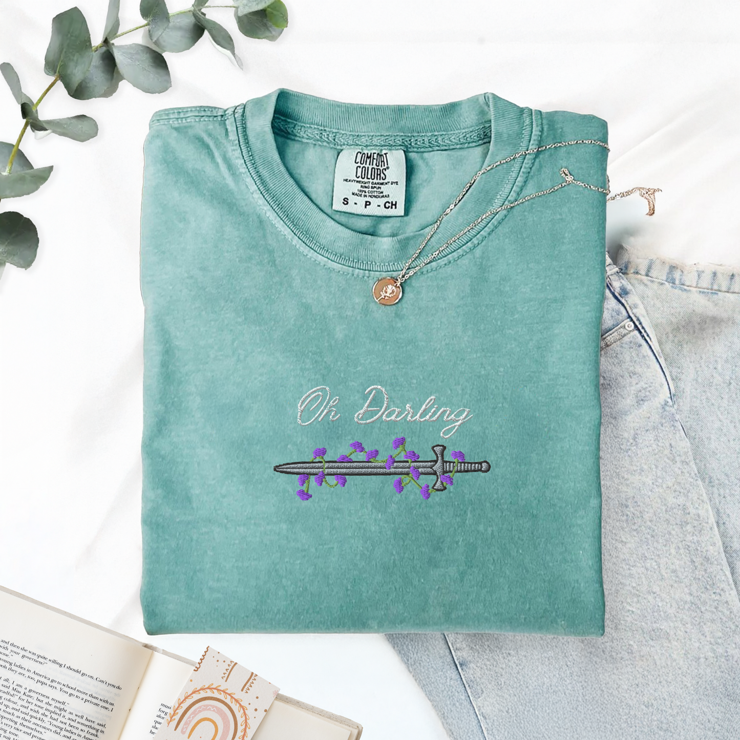 Oh Darling Powerless Comfort Colors Embroidered T-Shirt