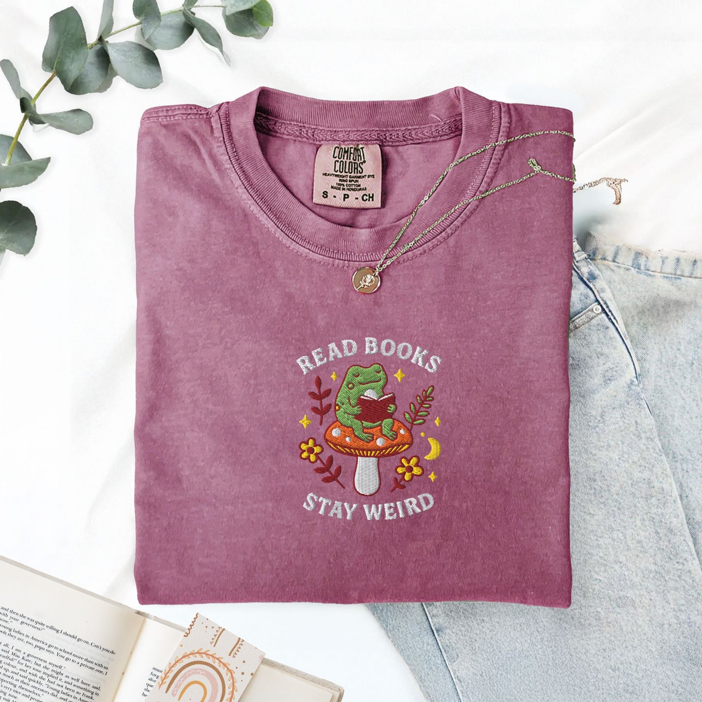 Read Books Stay Weird Mushroom Frog T-Shirt