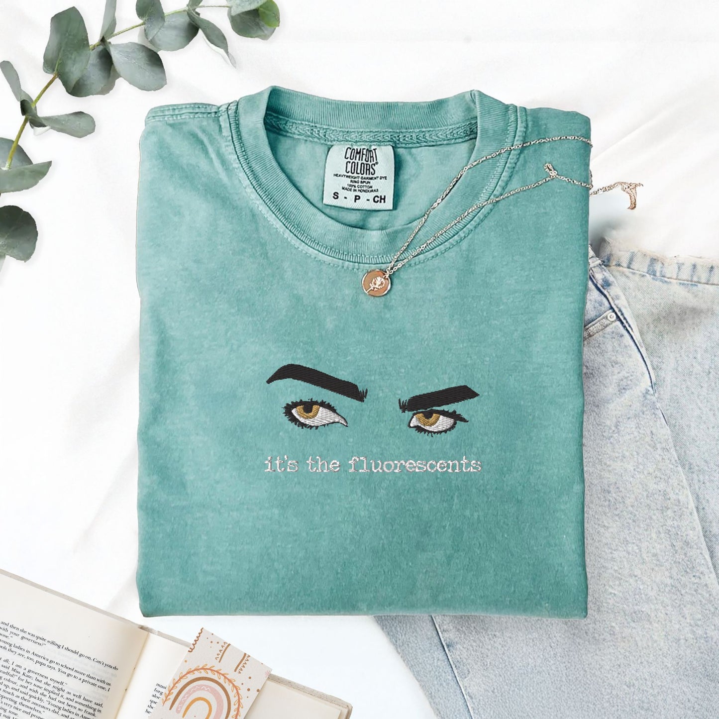 It’s the Fluorescents Twilight Embroidered T-Shirt – Edward Cullen Lore Shirt – Funny Bookish Vampire Tee – Comfort Colors Twilight Merch