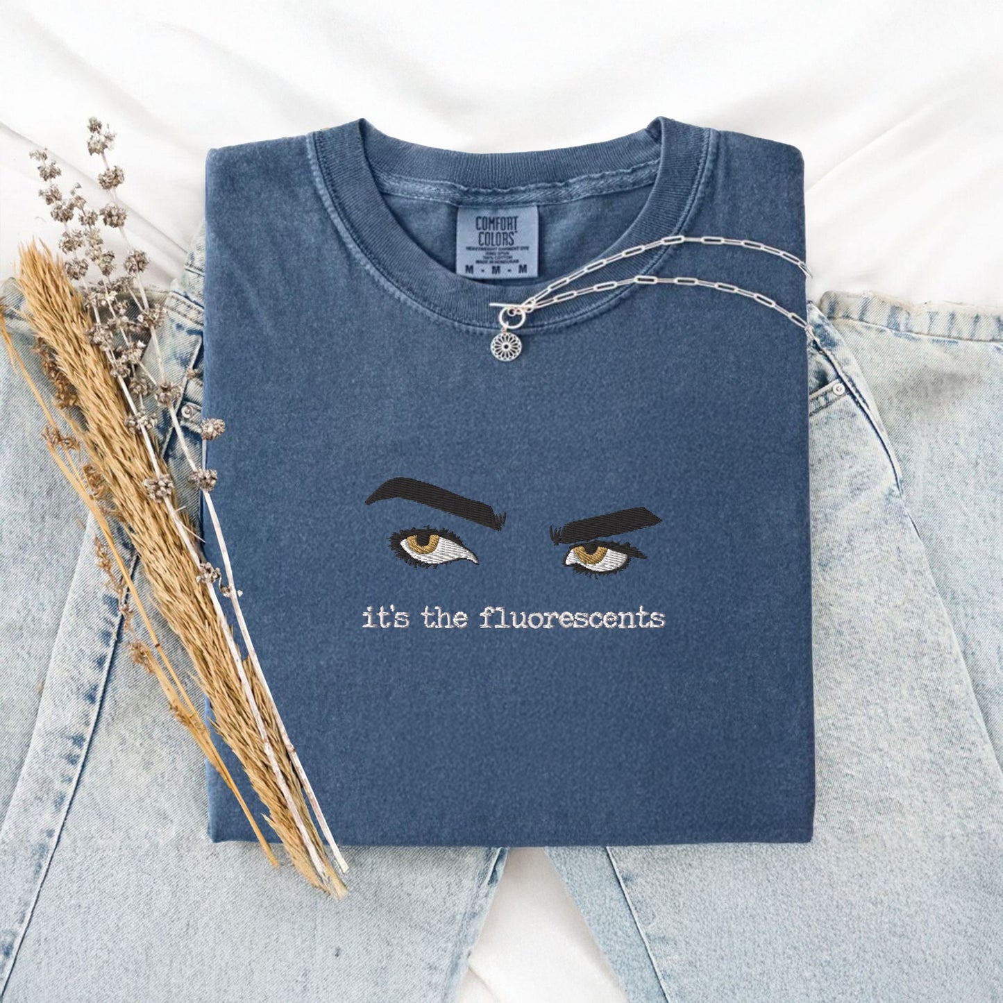 It’s the Fluorescents Twilight Embroidered T-Shirt – Edward Cullen Lore Shirt – Funny Bookish Vampire Tee – Comfort Colors Twilight Merch