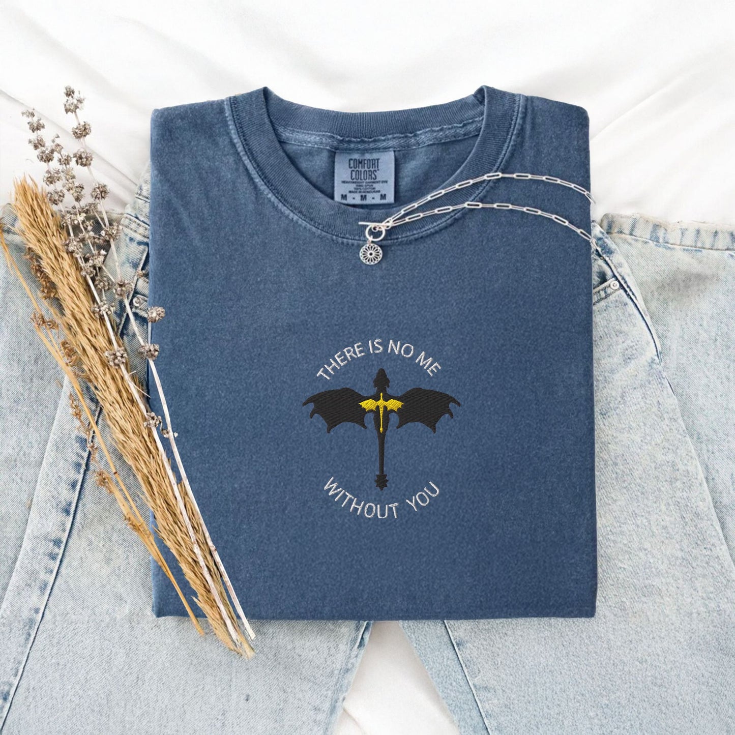 There Is No Me Without You Embroidered Dragons Tee