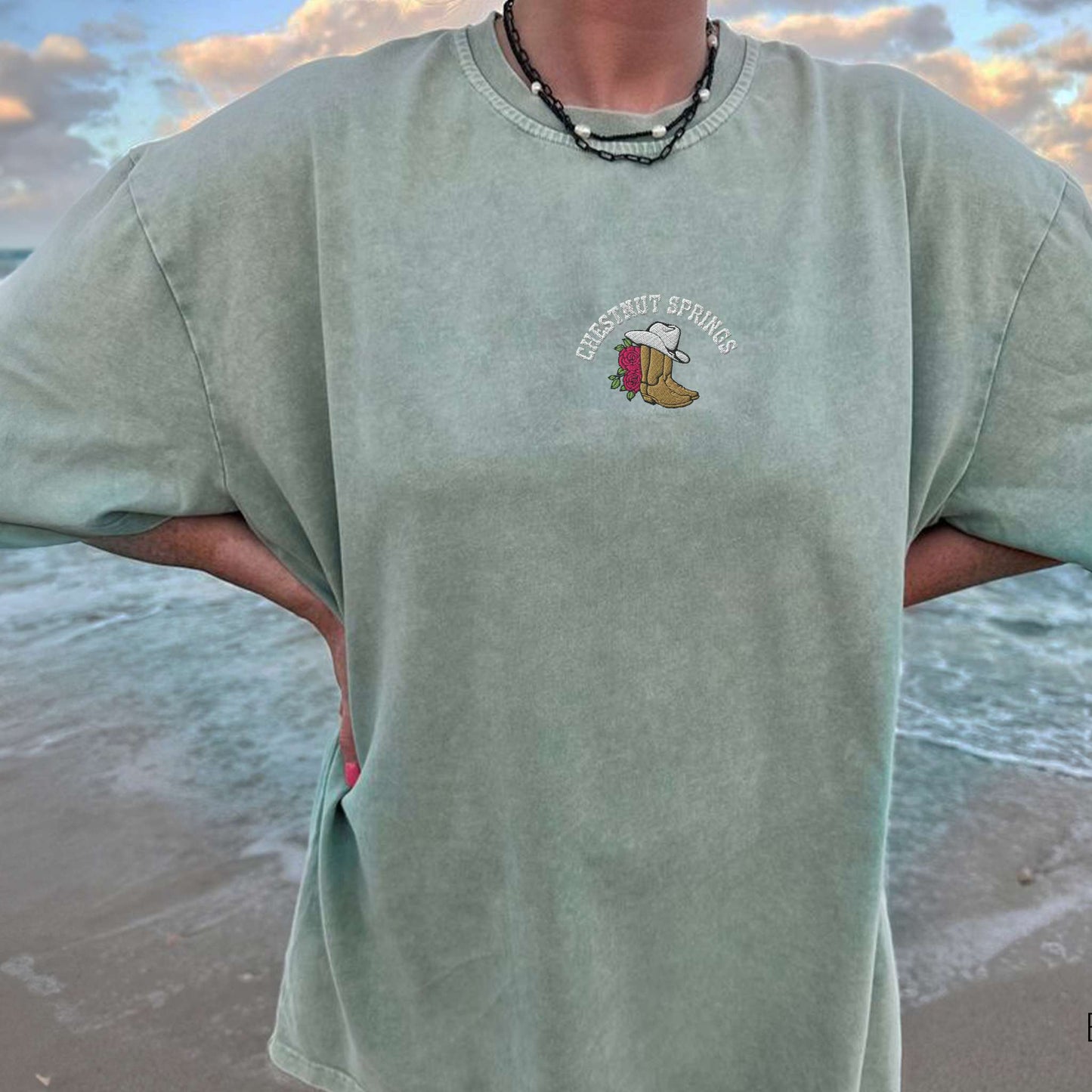 My Store Embroidered Chestnut Springs Bookish Cowgirl T-shirt Embroidered Chestnut Springs Bookish Cowgirl T-shirt