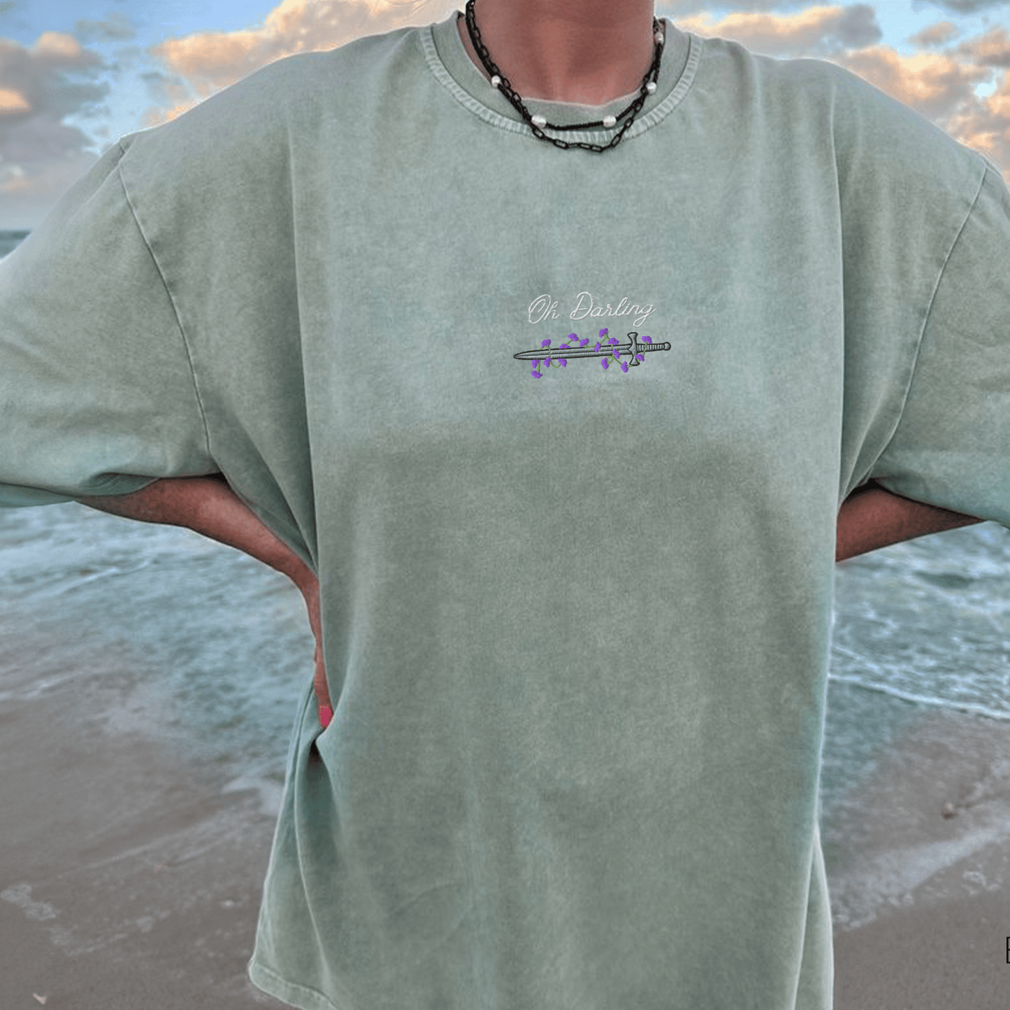My Store Oh Darling Powerless Comfort Colors Embroidered T-Shirt Oh Darling Powerless Comfort Colors Embroidered T-Shirt