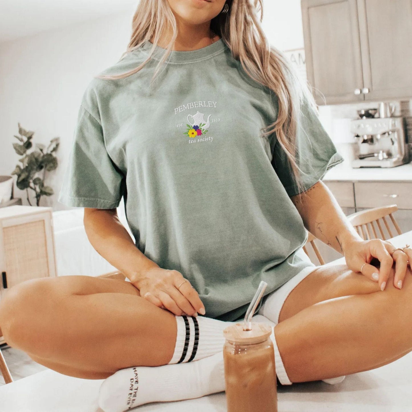 My Store Pemberley Estate Tea Society Embroidered Jane Austen T-Shirt Pemberley Estate Tea Society Embroidered Jane Austen T-Shirt