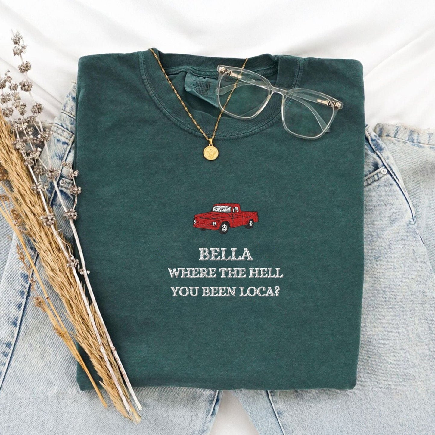 My Store Bella Where You Been Loca Embroidered T-Shirt Bella Where You Been Loca Embroidered T-Shirt