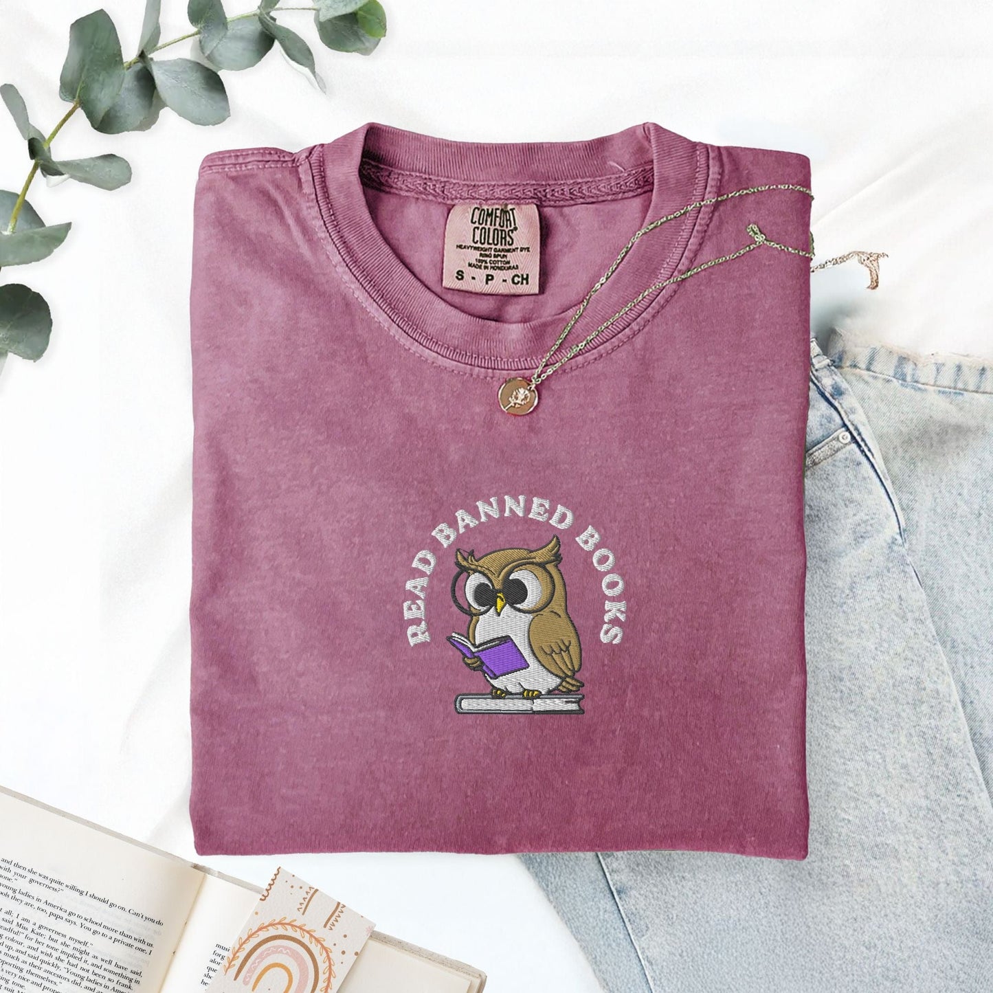 My Store Embroidered Read Banned Books Owl T-Shirt Embroidered Read Banned Books Owl T-Shirt