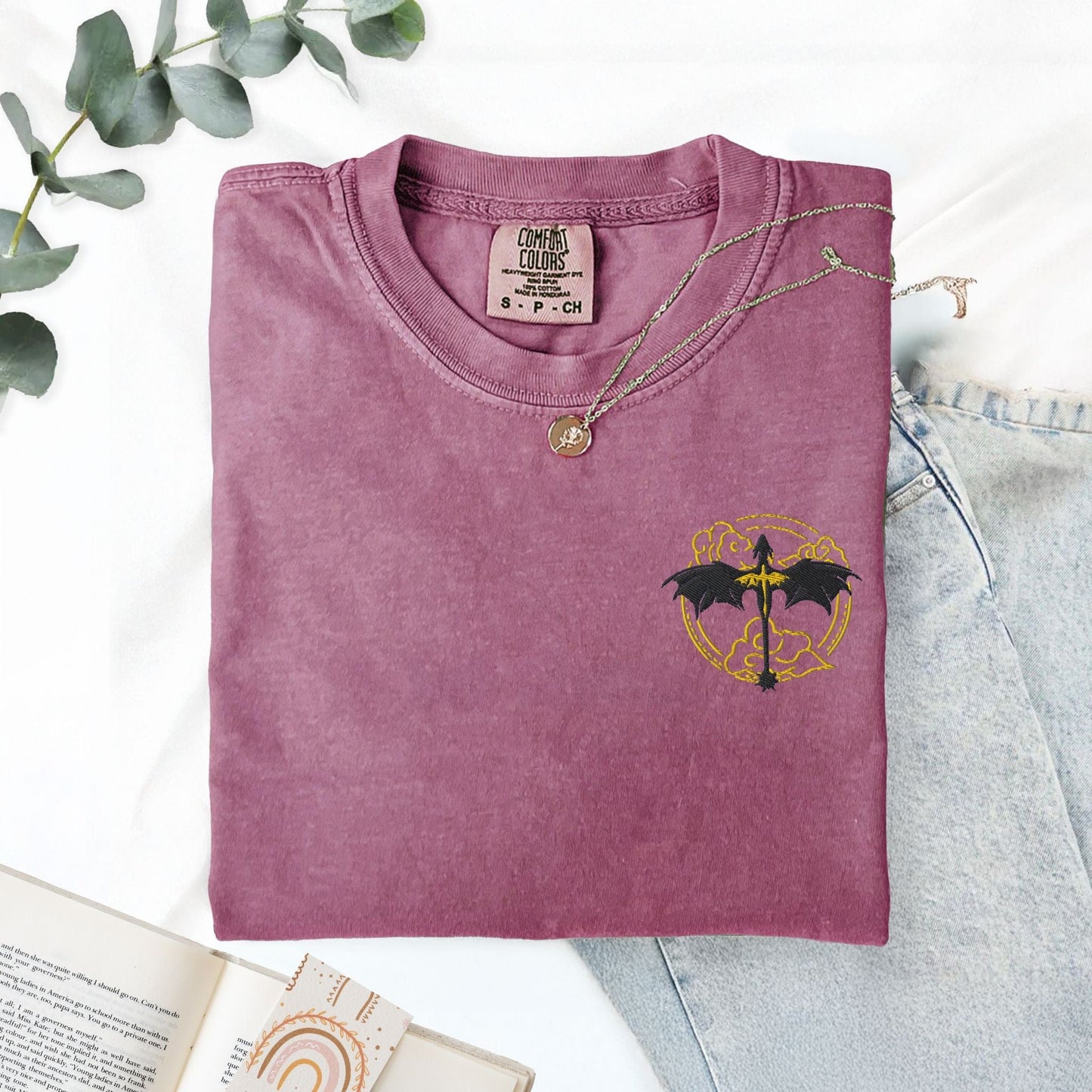 My Store Fantasy Romance Dragons Embroidered Tee Fantasy Romance Dragons Embroidered Tee