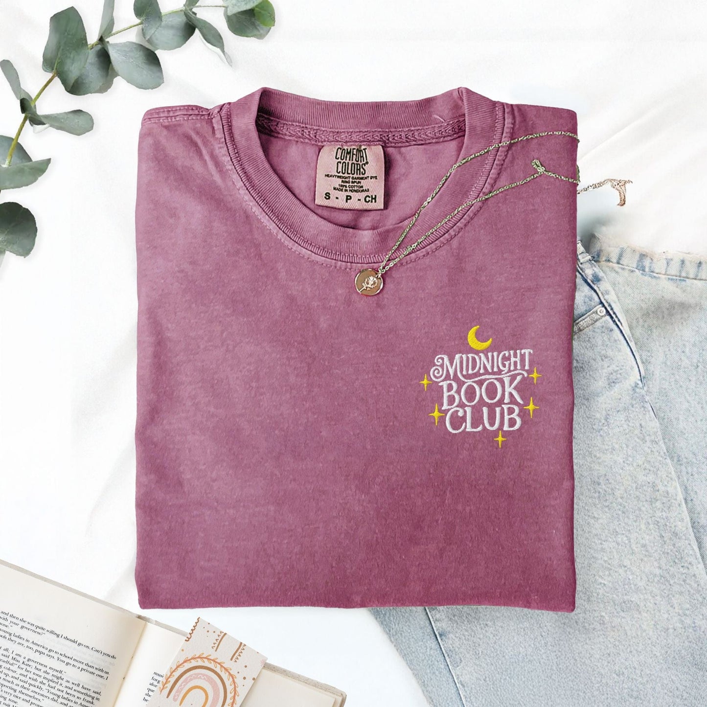 My Store Midnight Book Club Embroidered Bookish T-Shirt Midnight Book Club Embroidered Bookish T-Shirt