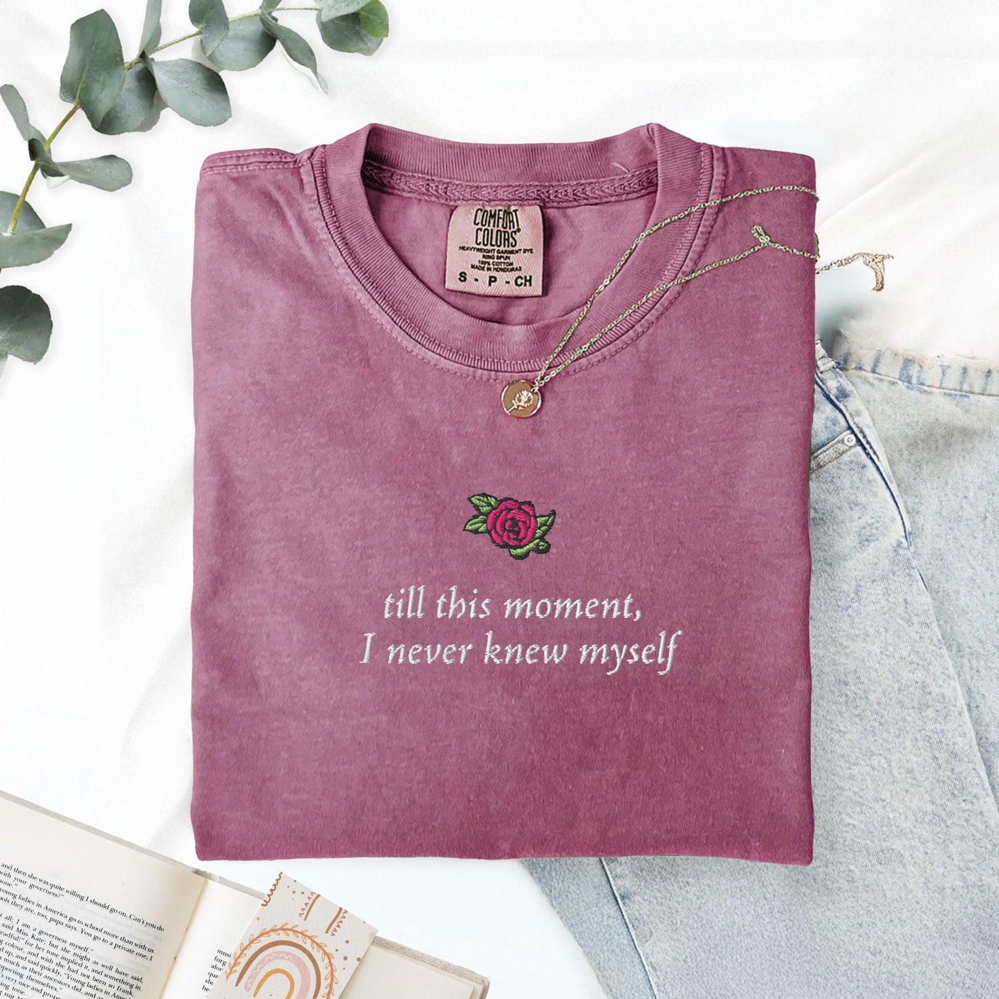My Store Pride and Prejudice 'till this moment I never knew myself' Embroidered T-Shirt Pride and Prejudice 'till this moment I never knew myself' Embroidered T-Shirt