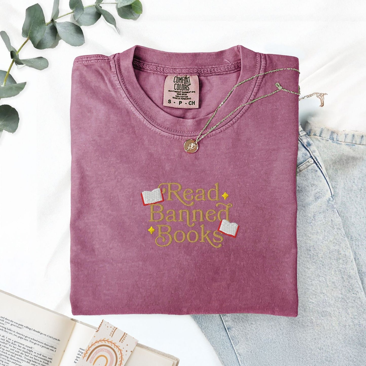 My Store Read Banned Books Embroidered T-Shirt Read Banned Books Embroidered T-Shirt