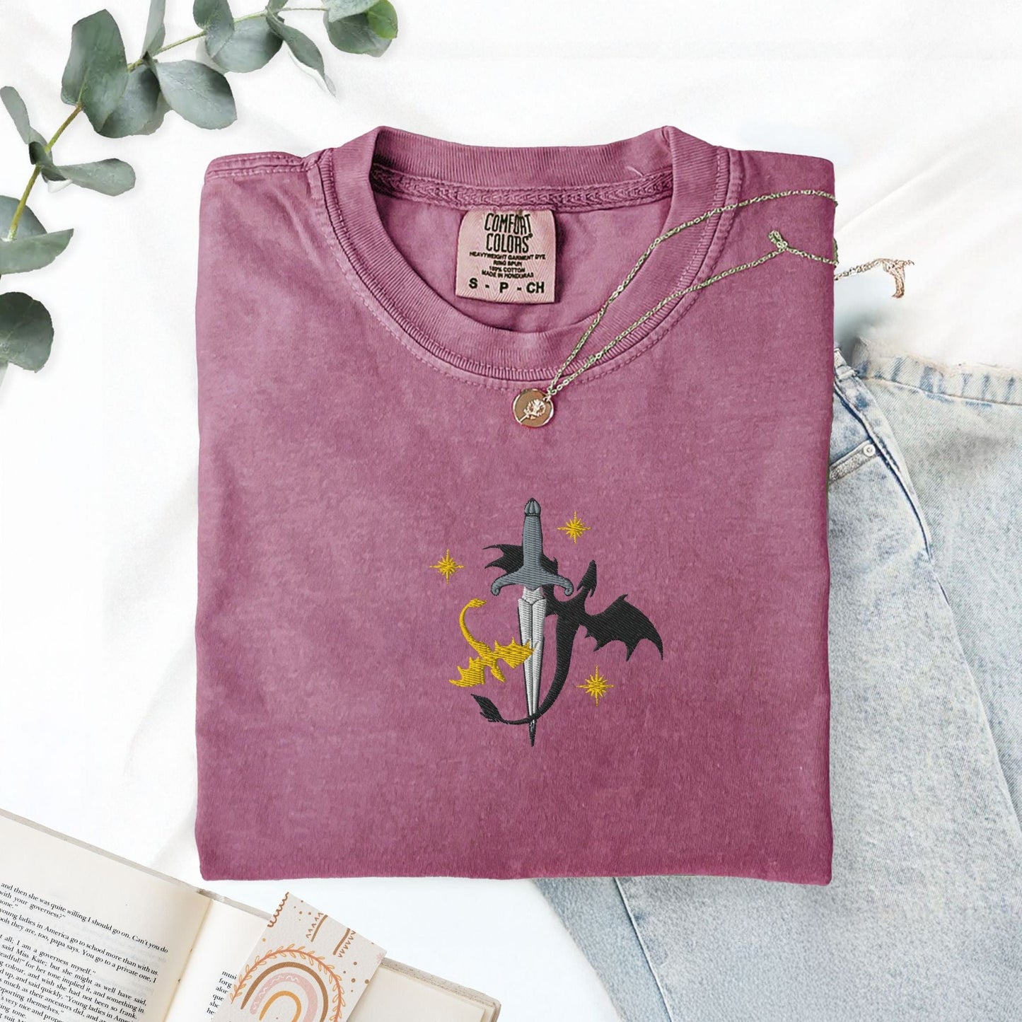 My Store Tairn and Andarna Embroidered Dragon T-Shirt Tairn and Andarna Embroidered Dragon T-Shirt