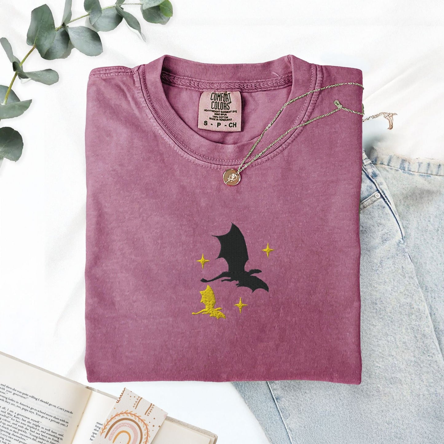 My Store Tairn and Andarna Flying Embroidered Dragons T-Shirt Tairn and Andarna Flying Embroidered Dragons T-Shirt