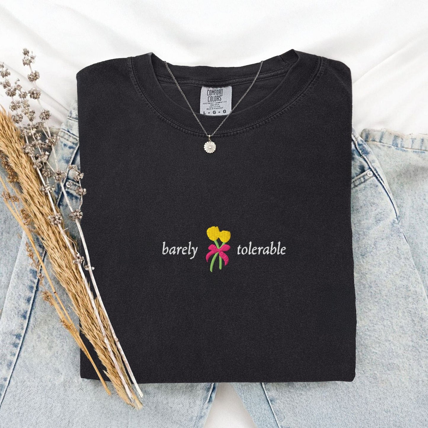 My Store Barely Tolerable Jane Austen Embroidered T-Shirt Barely Tolerable Jane Austen Embroidered T-Shirt