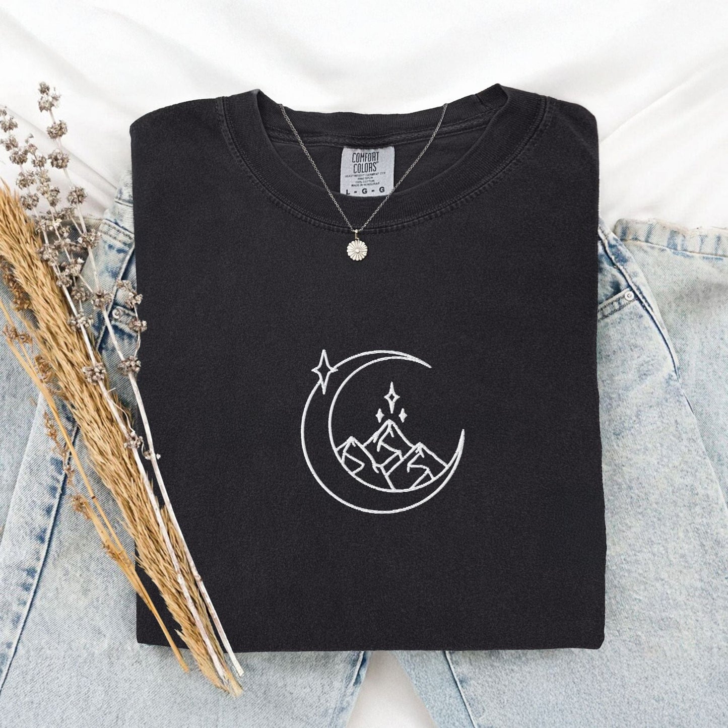 My Store Fantasy Mountains Embroidered Bookish T-Shirt Fantasy Mountains Embroidered Bookish T-Shirt