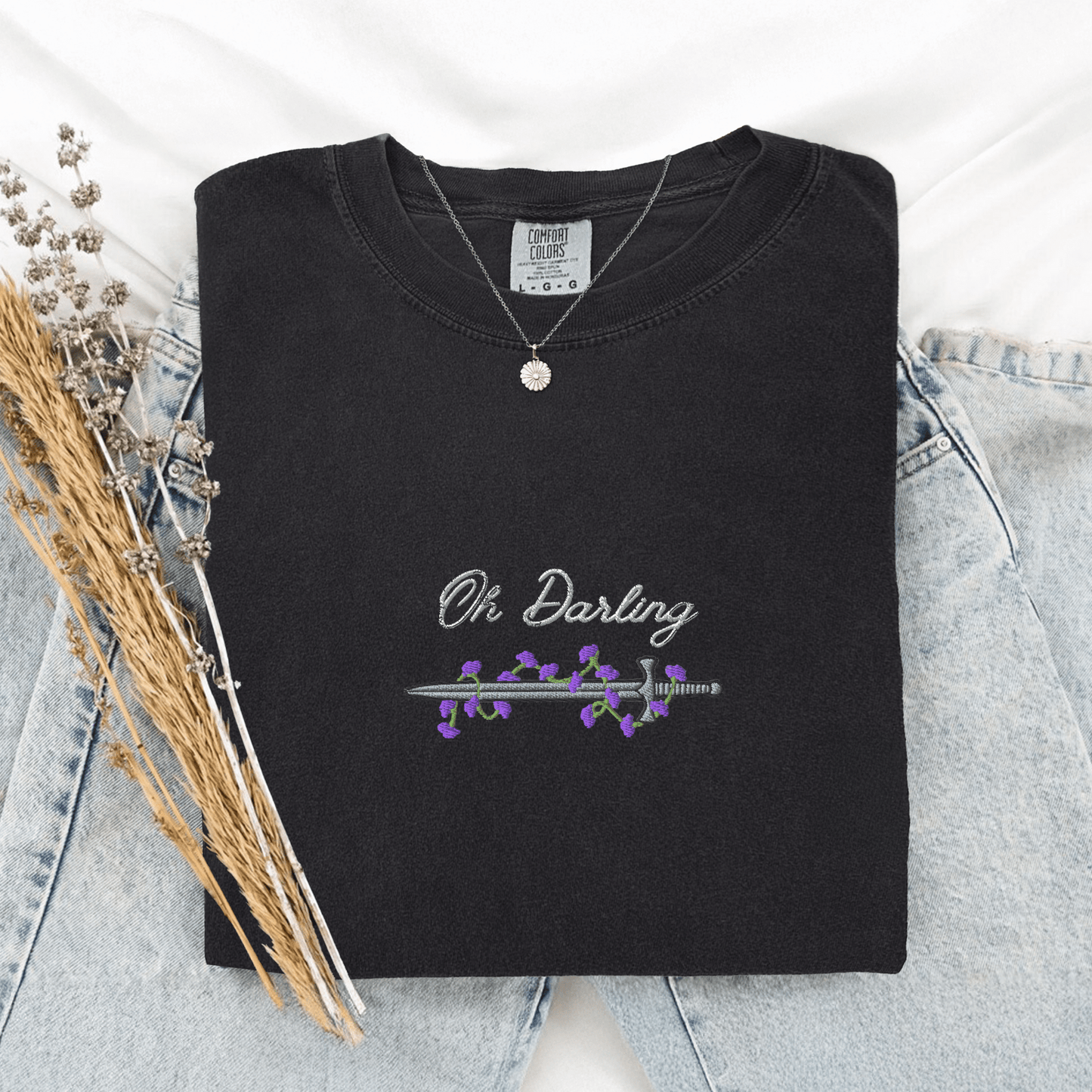 My Store Oh Darling Powerless Comfort Colors Embroidered T-Shirt Oh Darling Powerless Comfort Colors Embroidered T-Shirt