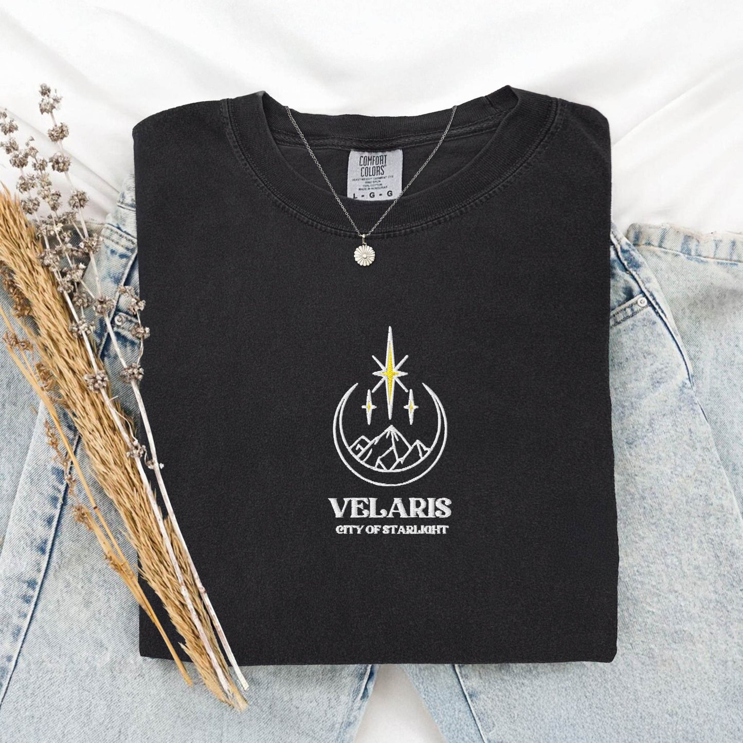 My Store Velaris City of Starlight Embroidered Comfort Colors tee Velaris City of Starlight Embroidered Comfort Colors tee