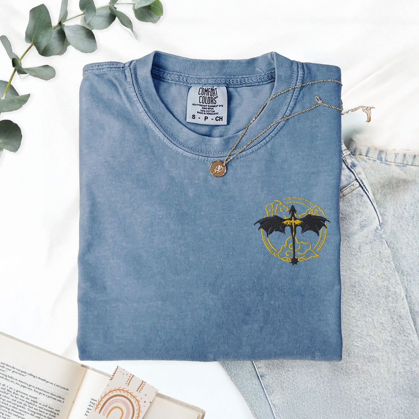 My Store Fantasy Romance Dragons Embroidered Tee Fantasy Romance Dragons Embroidered Tee