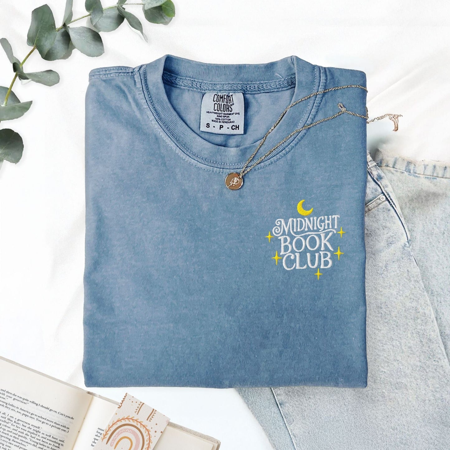 My Store Midnight Book Club Embroidered Bookish T-Shirt Midnight Book Club Embroidered Bookish T-Shirt
