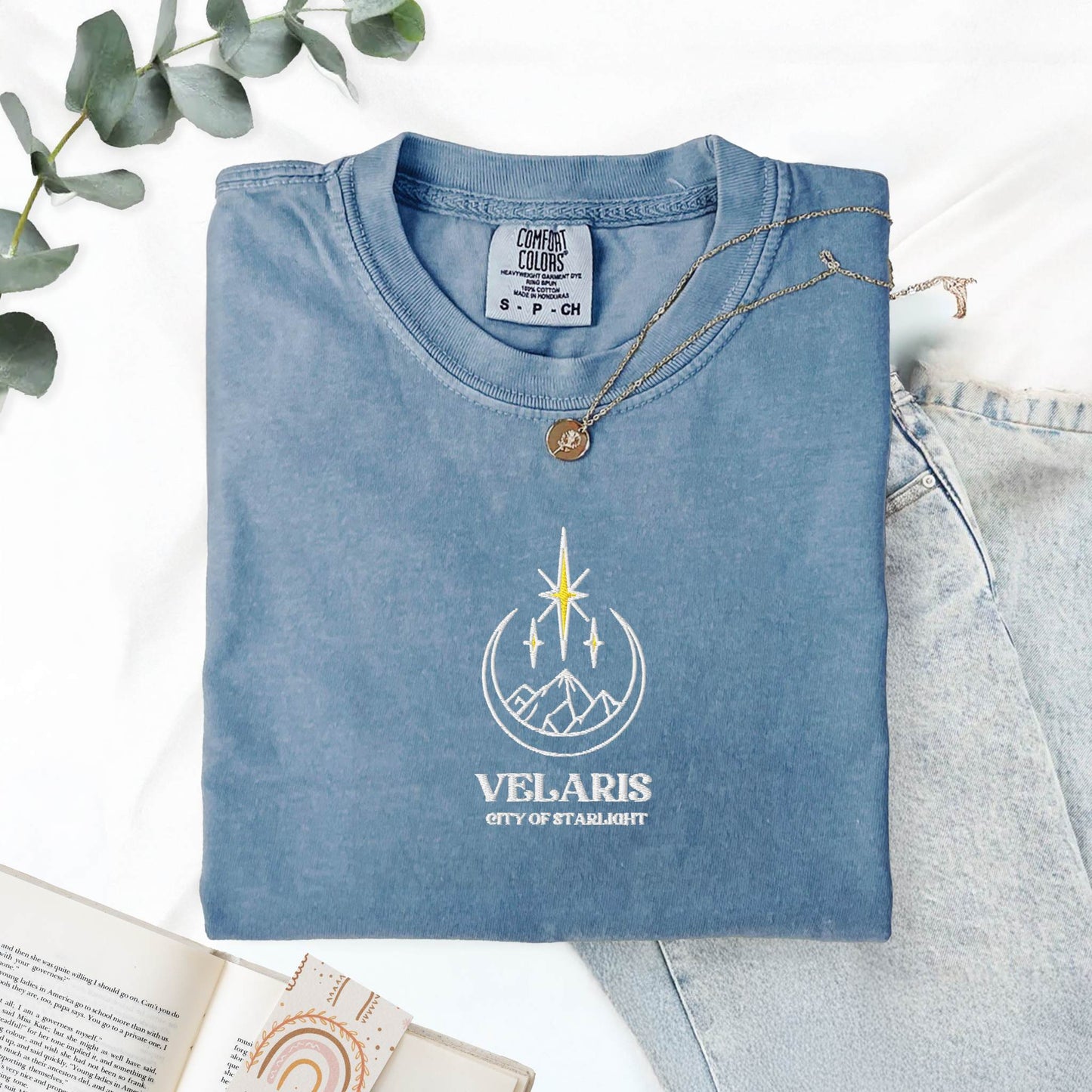 My Store Velaris City of Starlight Embroidered Comfort Colors tee Velaris City of Starlight Embroidered Comfort Colors tee